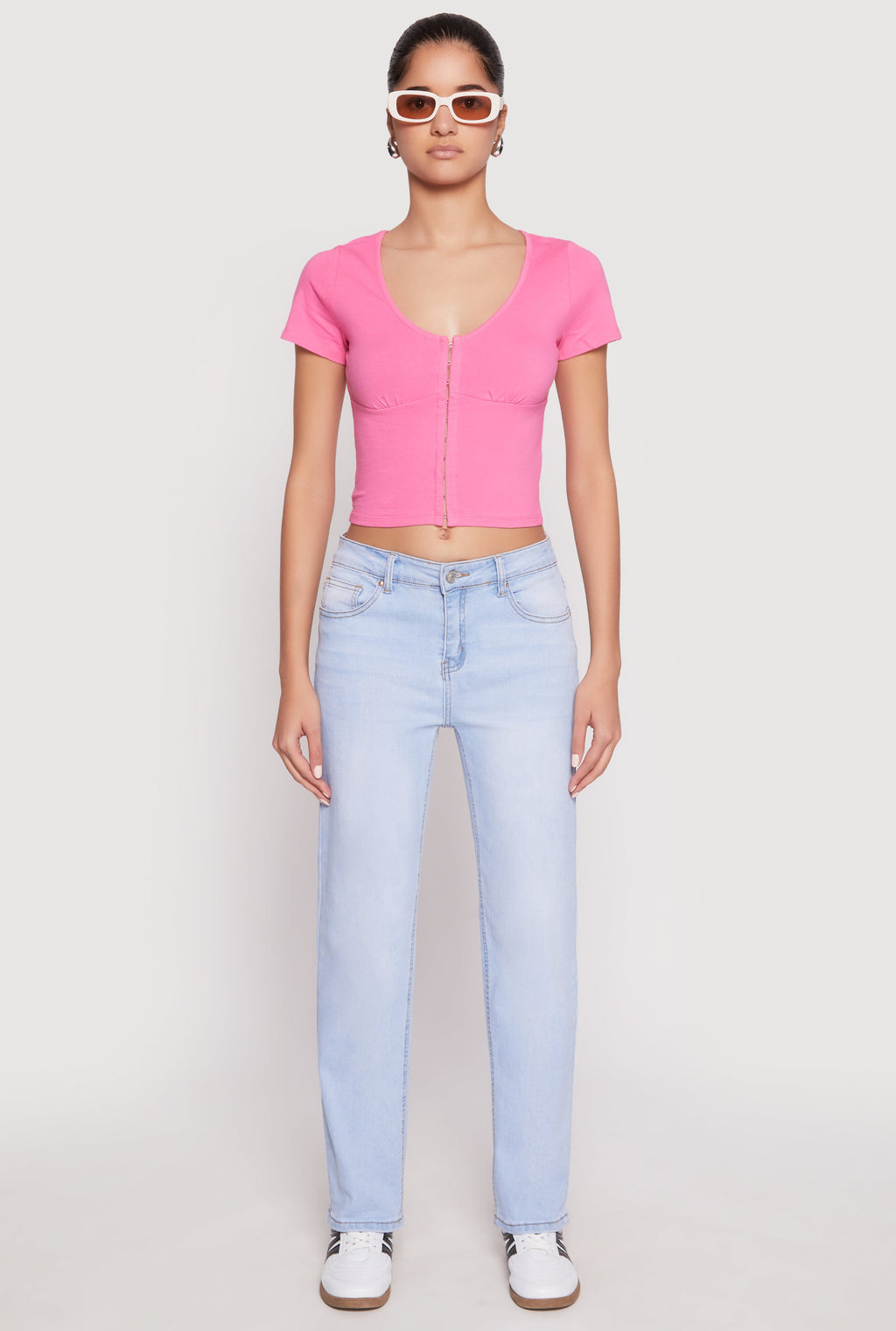 Hook and Eye Short Sleeve Crop Top
