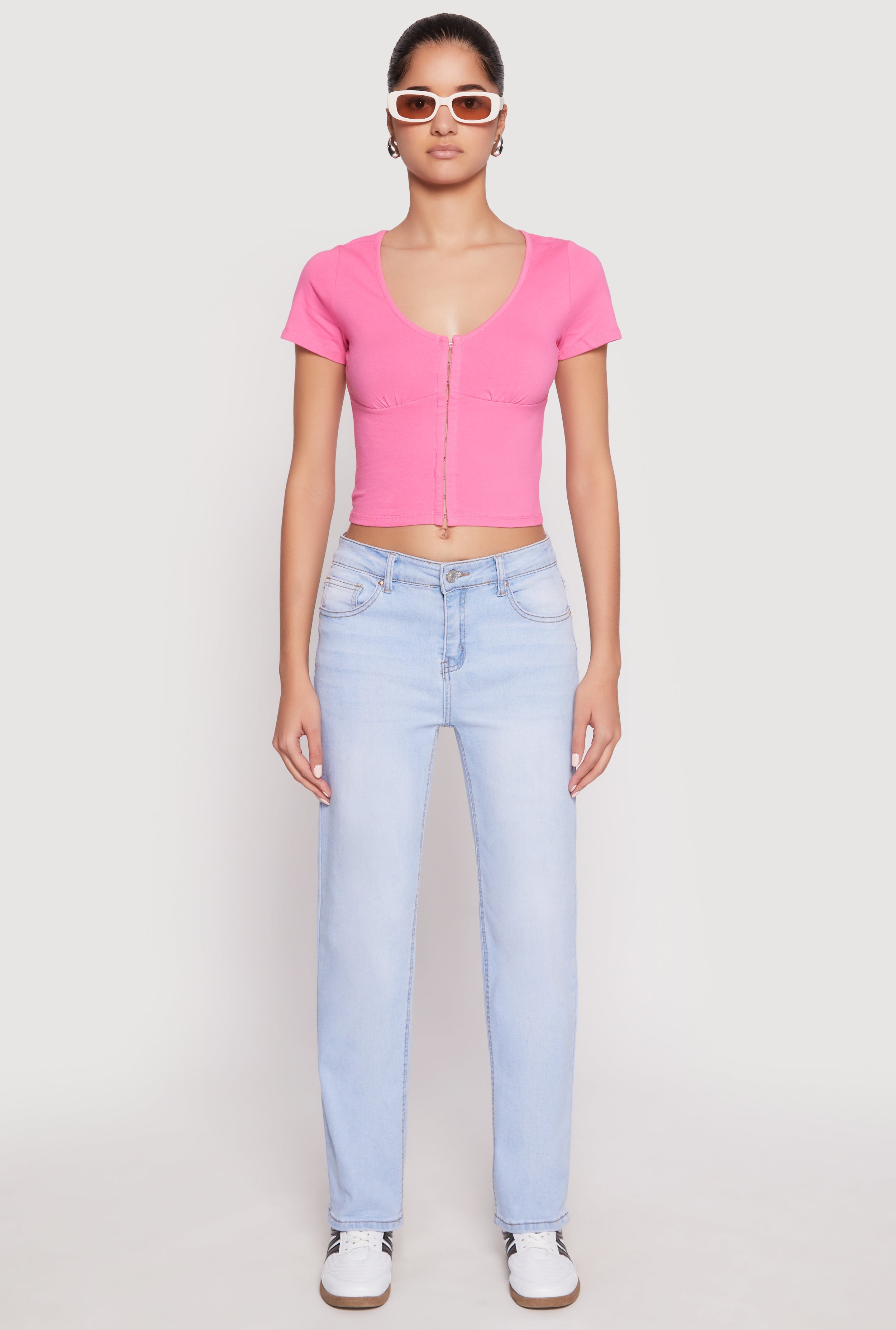 Hook and Eye Short Sleeve Crop Top