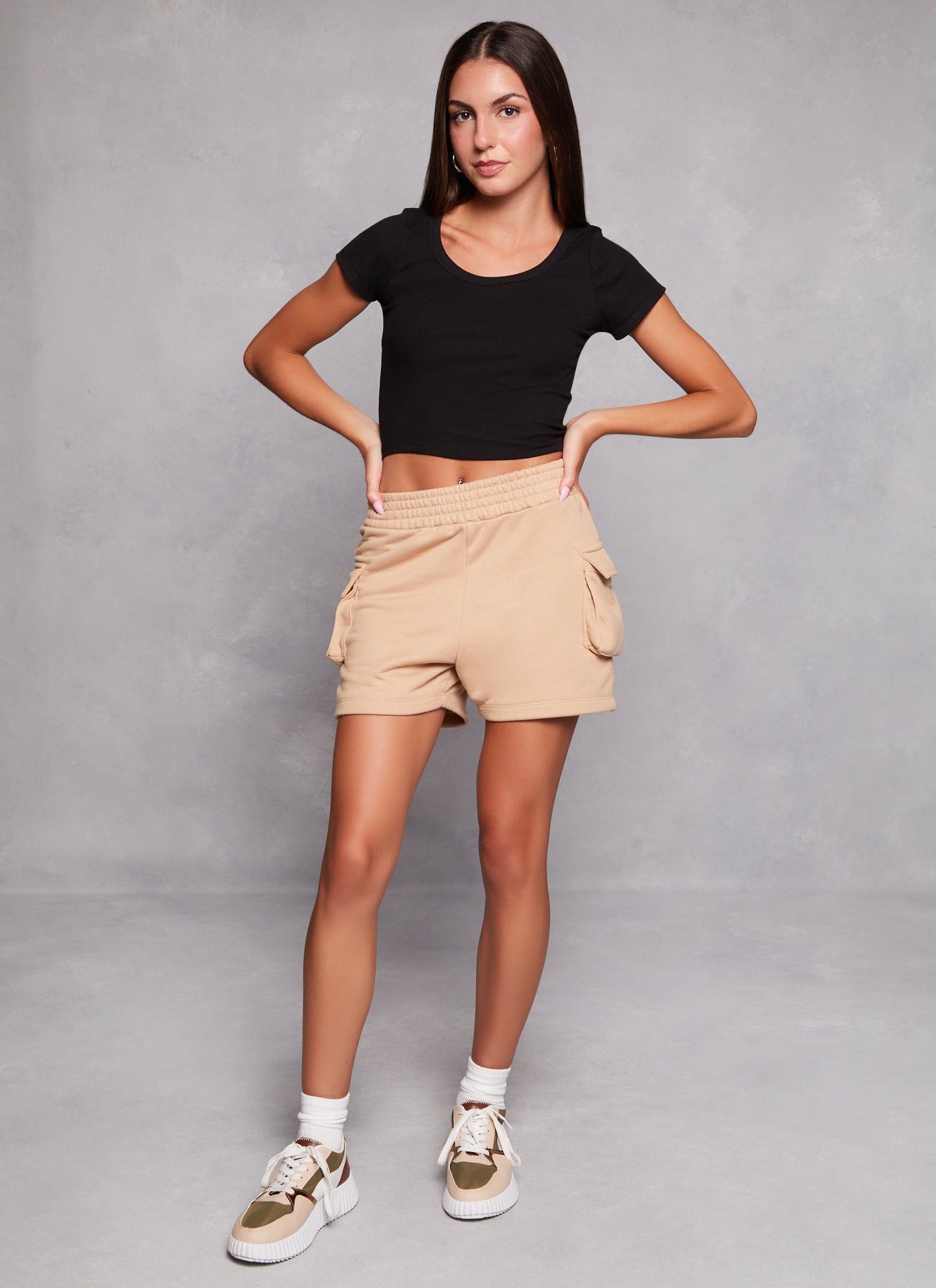 Rib Knit Scoop Neck Crop Top