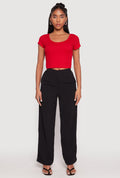 Waffle Knit Short Sleeve Crop Top
