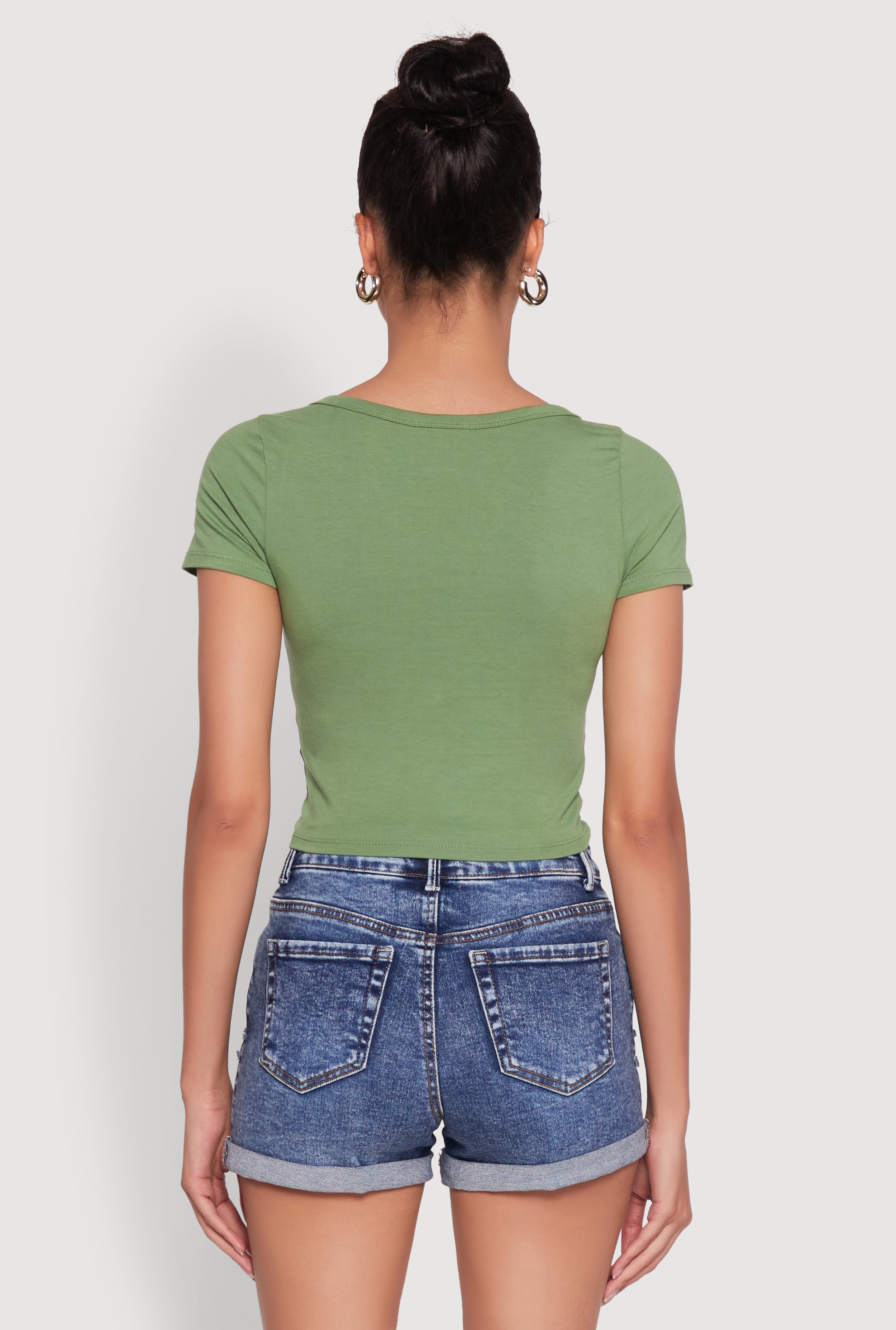 Ambiance Classic Fit Scoop Neck Short Sleeve Cropped Tee