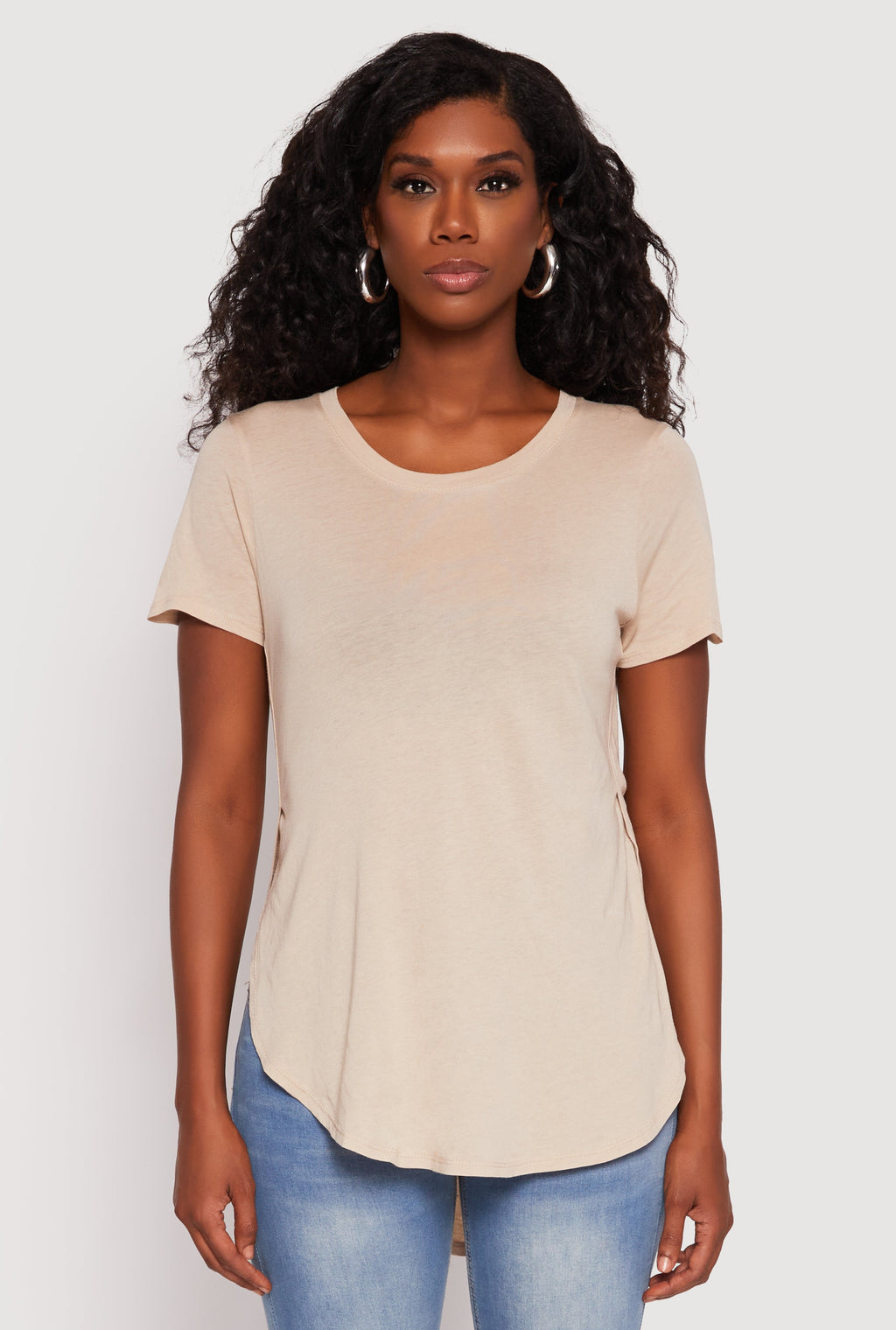 Side Slit High Low Hem Tee