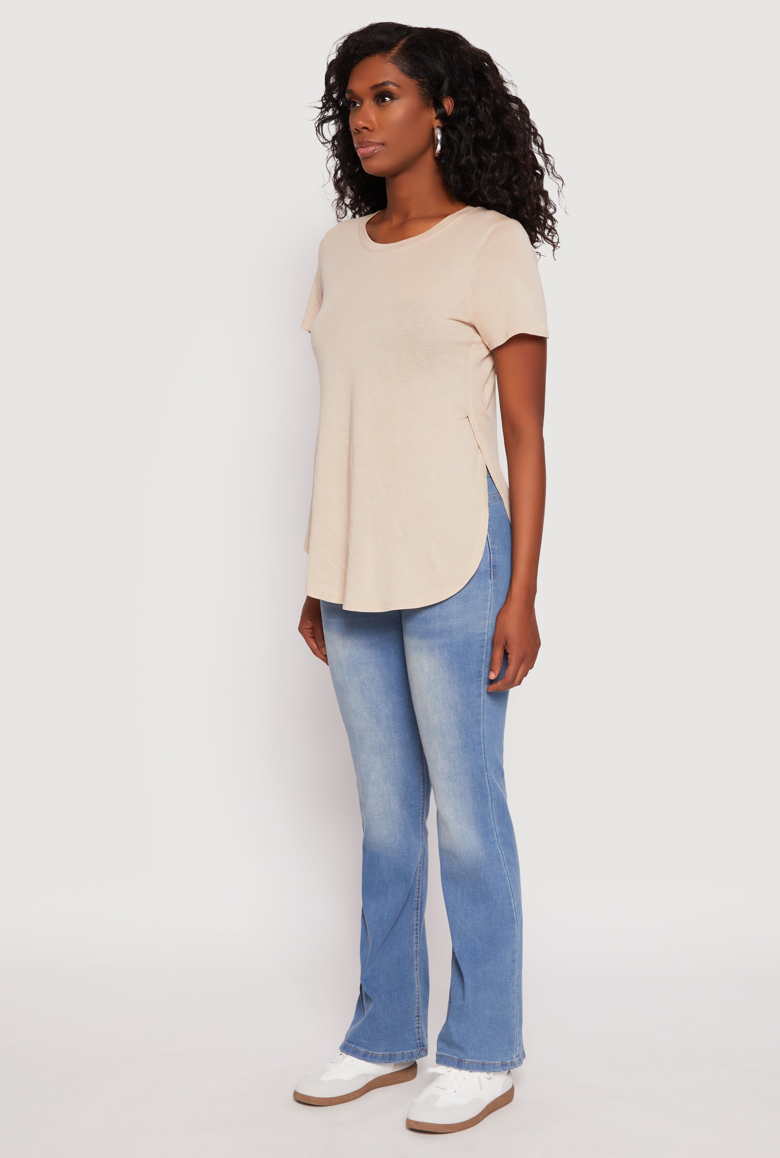Side Slit High Low Hem Tee