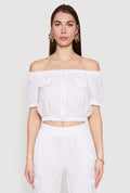 Puff Sleeve Zip Front Crop Top