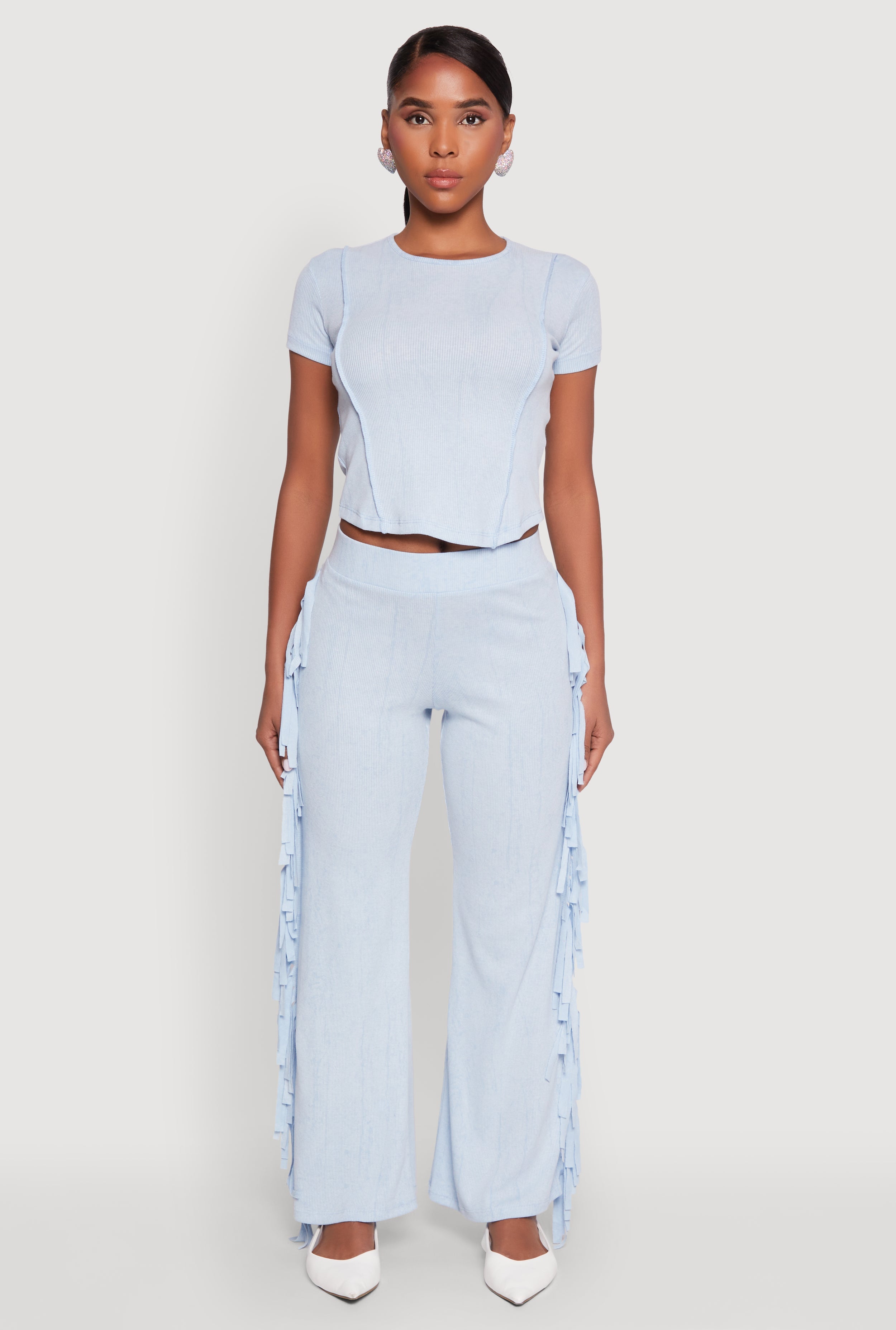 Mineral Wash Pintuck Short Sleeve Top
