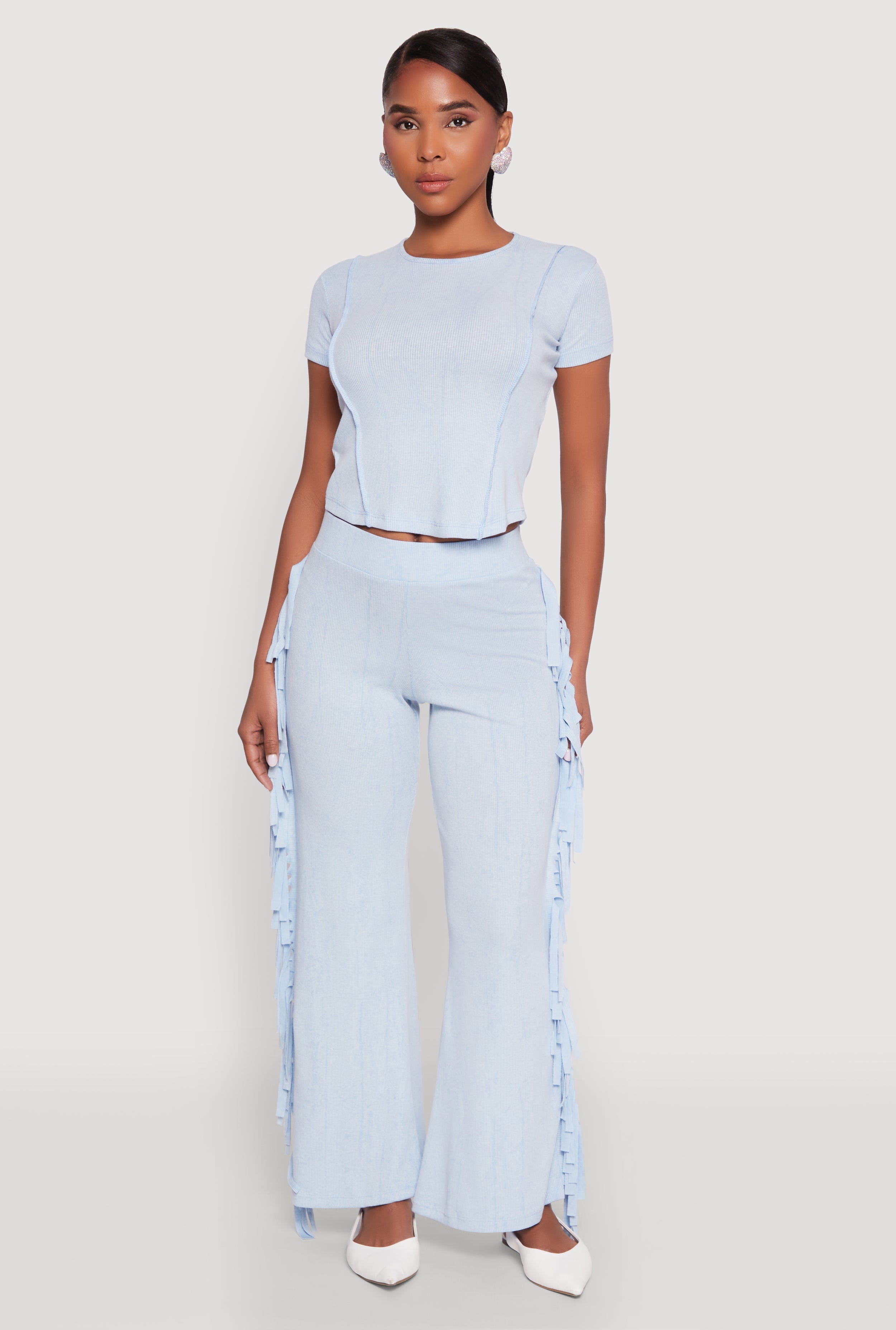 Mineral Wash Pintuck Short Sleeve Top