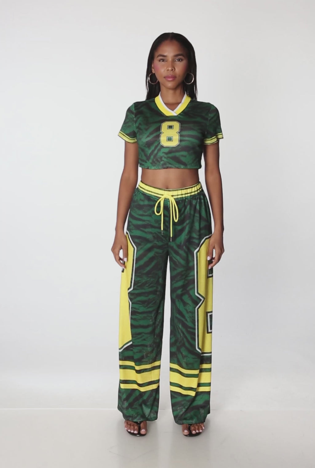 Graphic Zebra Print Cropped Football Jersey