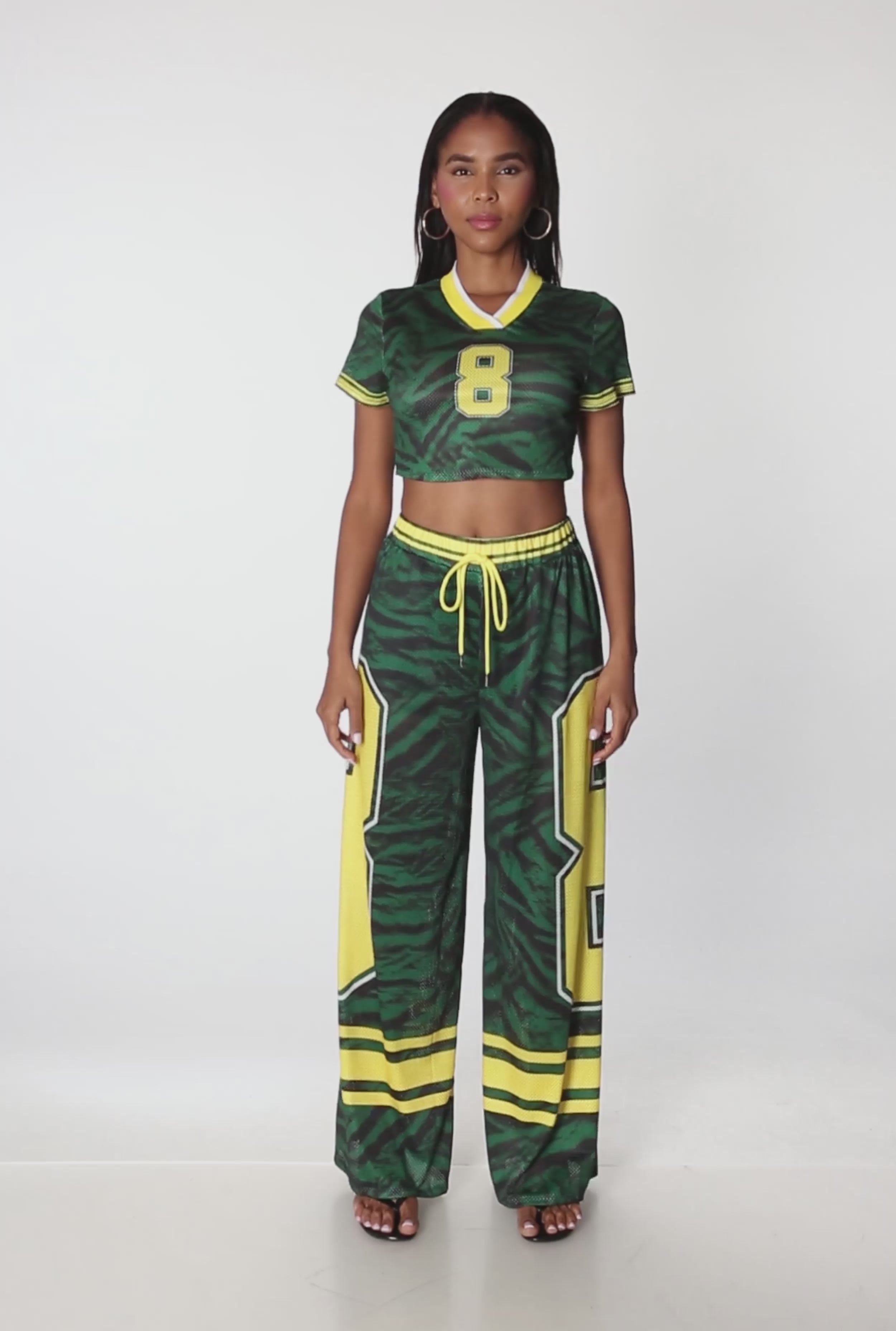 Graphic Zebra Print Cropped Football Jersey