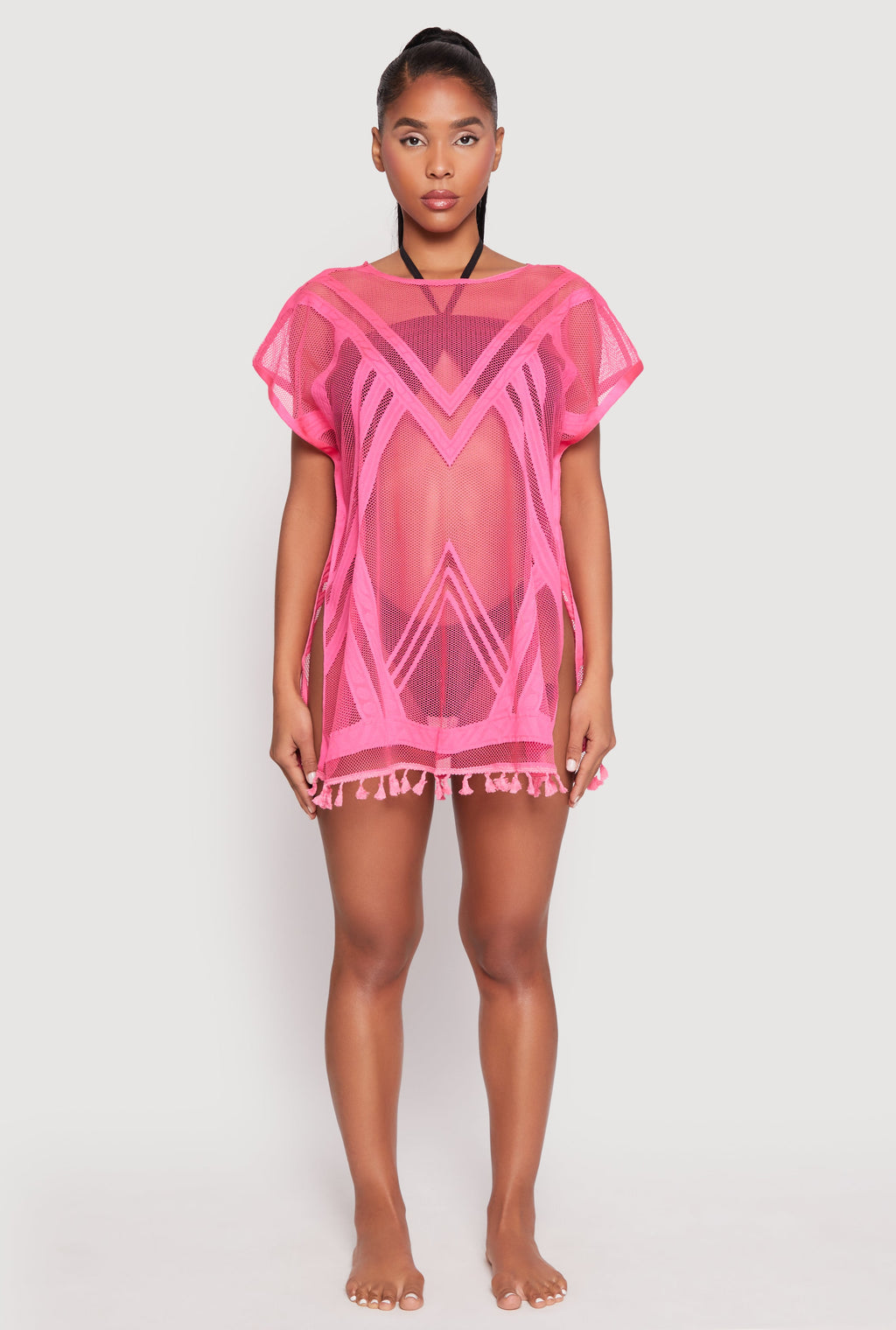 Fishnet Tassel Fringe Swim Cover Up