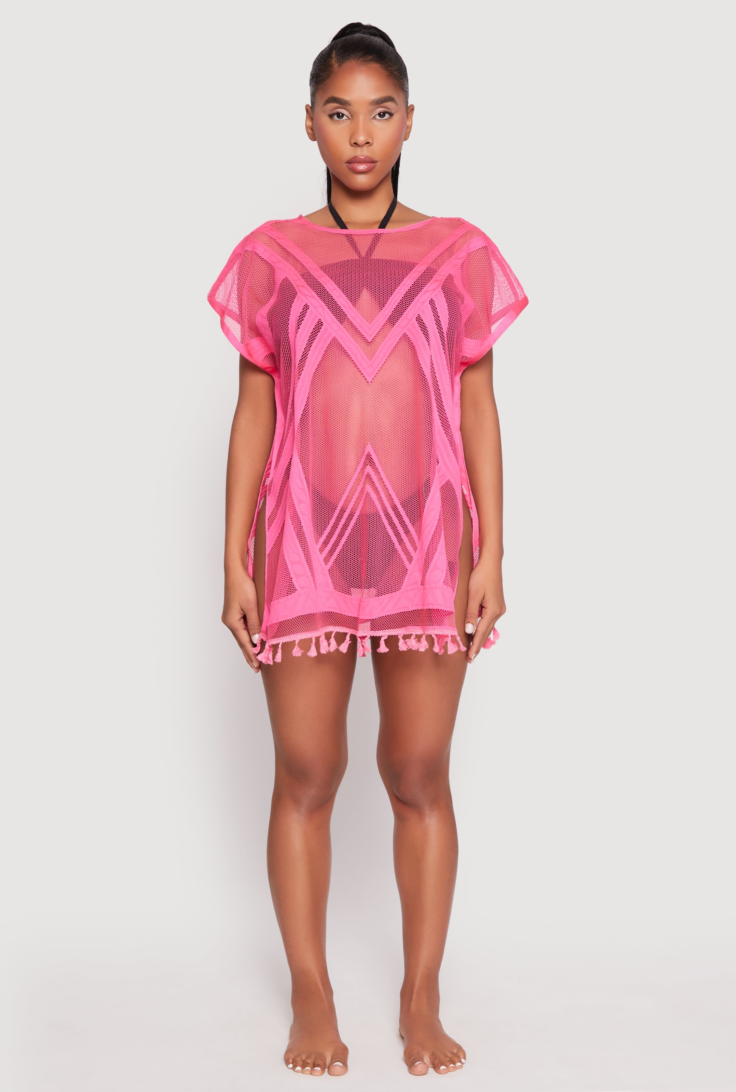 Fishnet Tassel Fringe Swim Cover Up