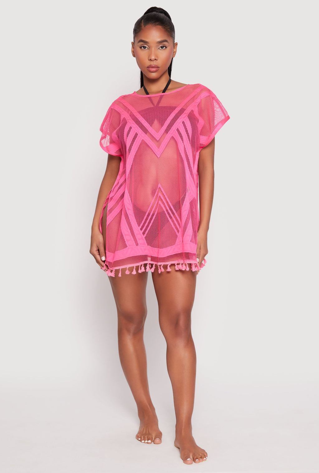 Fishnet Tassel Fringe Swim Cover Up
