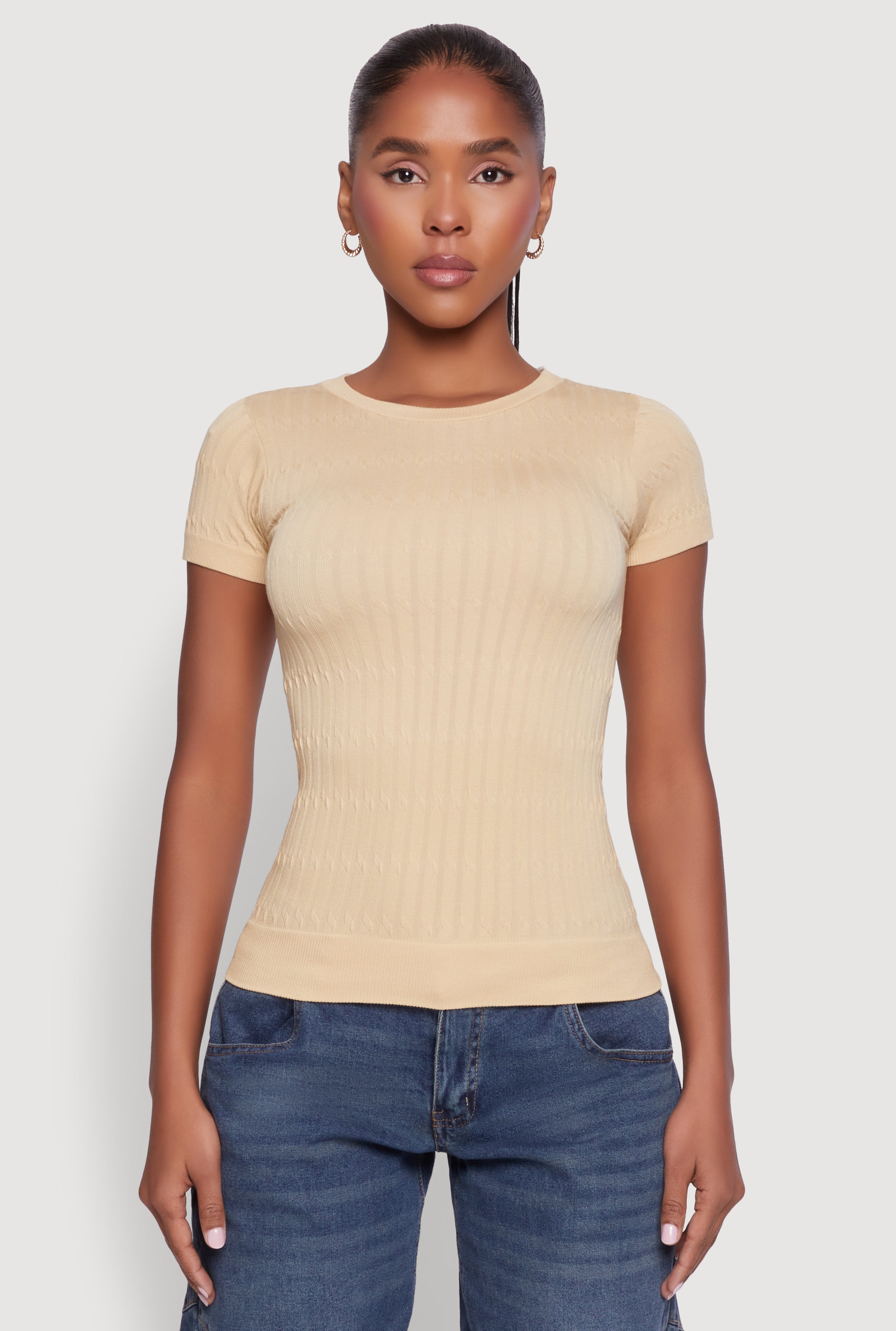 Seamless Crew Neck Short Sleeve Top
