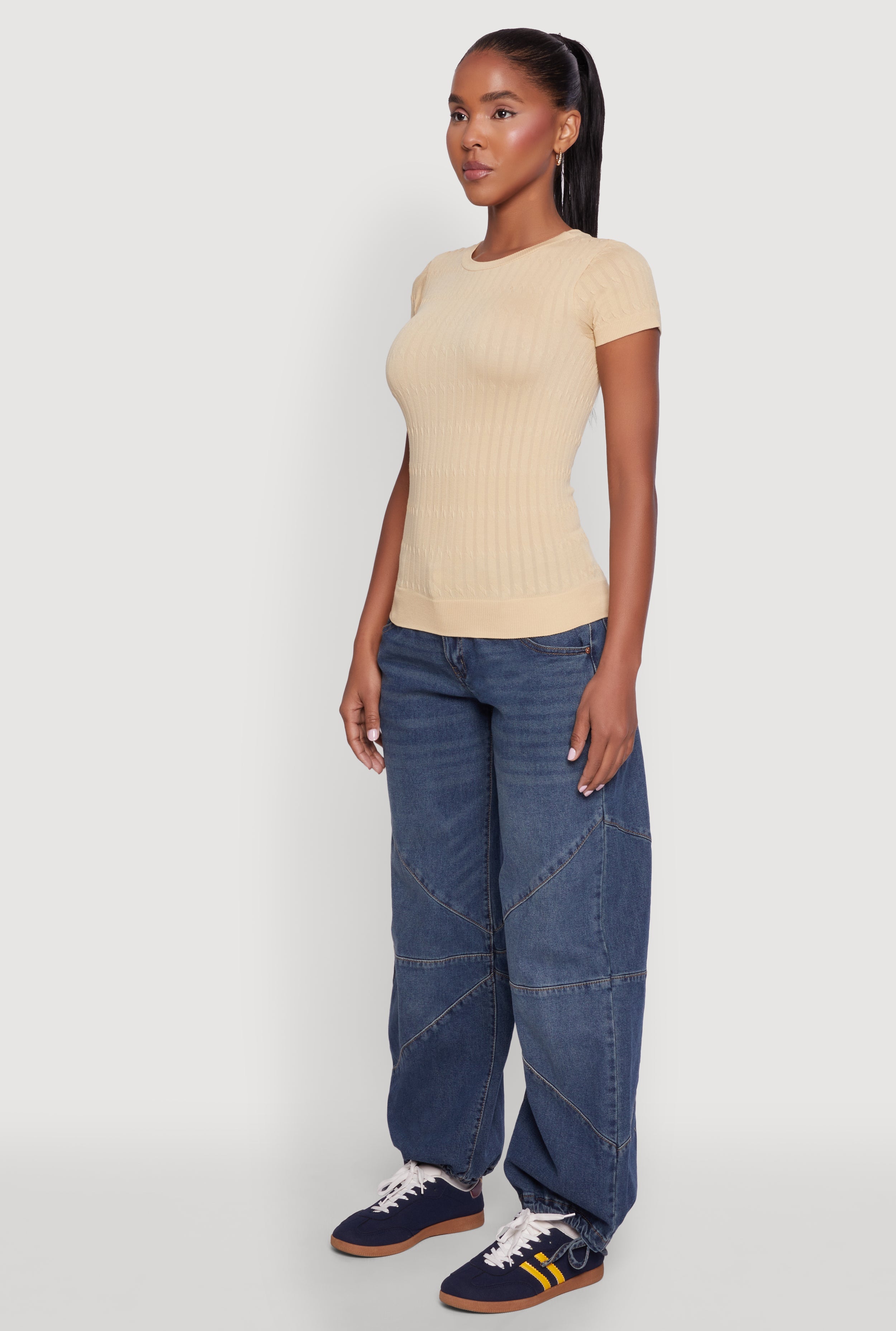 Seamless Crew Neck Short Sleeve Top