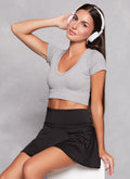 Seamless Ribbed V Neck Crop Top