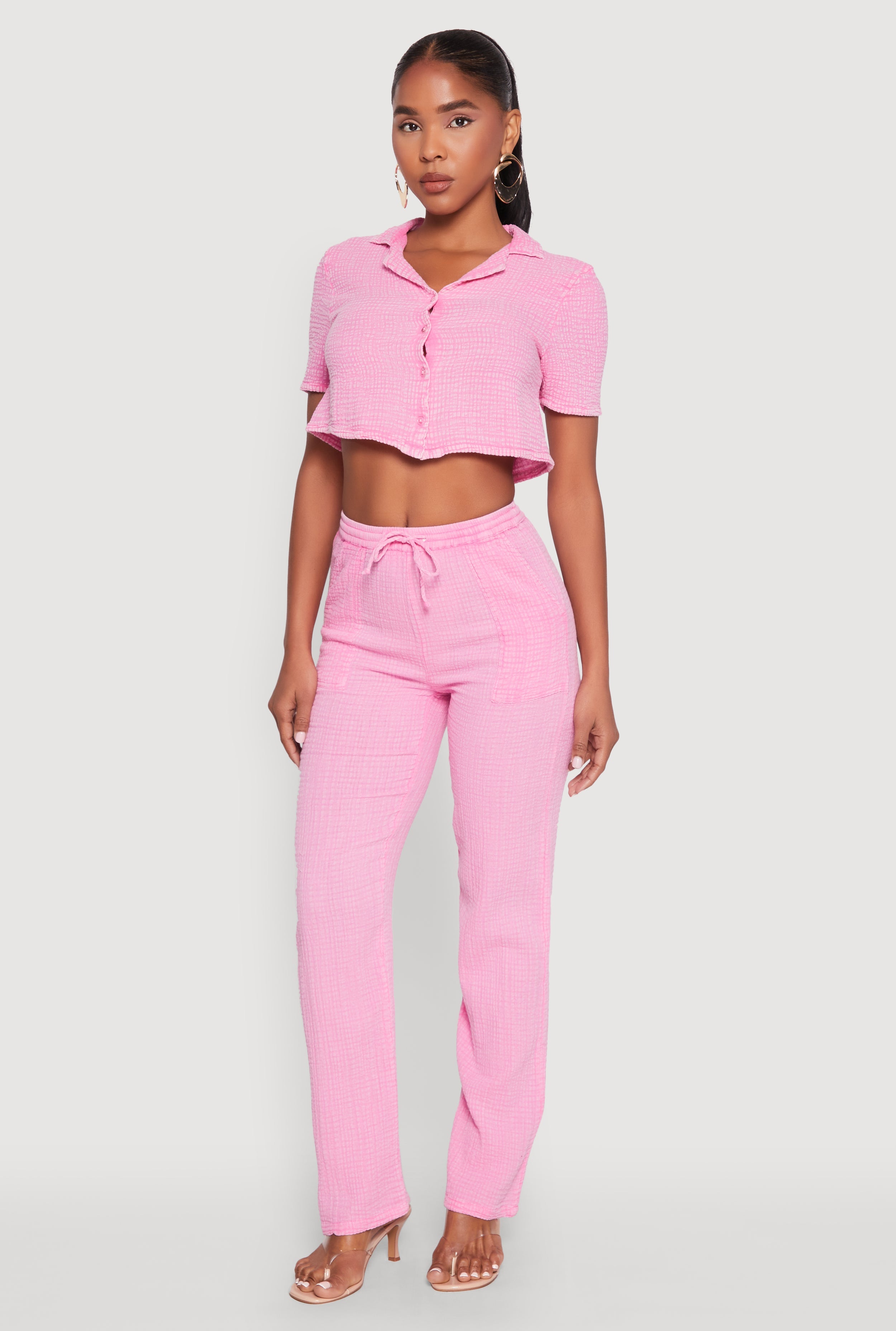 Spoon Jeans Gauze Knit Cropped Shirt