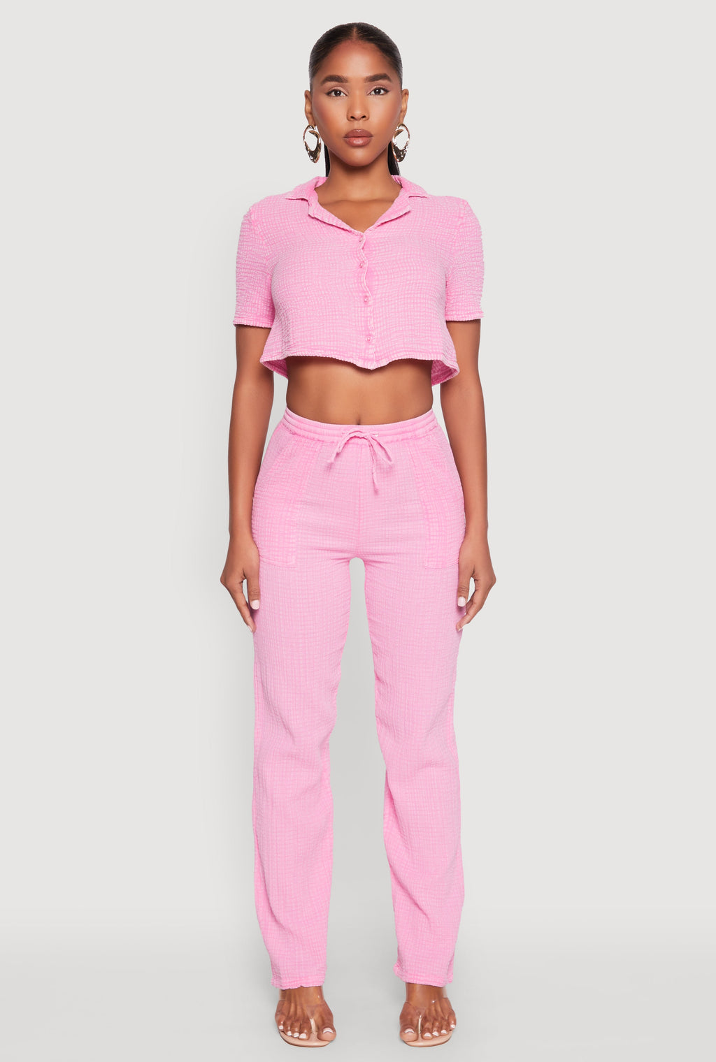 Spoon Jeans Gauze Knit Cropped Shirt