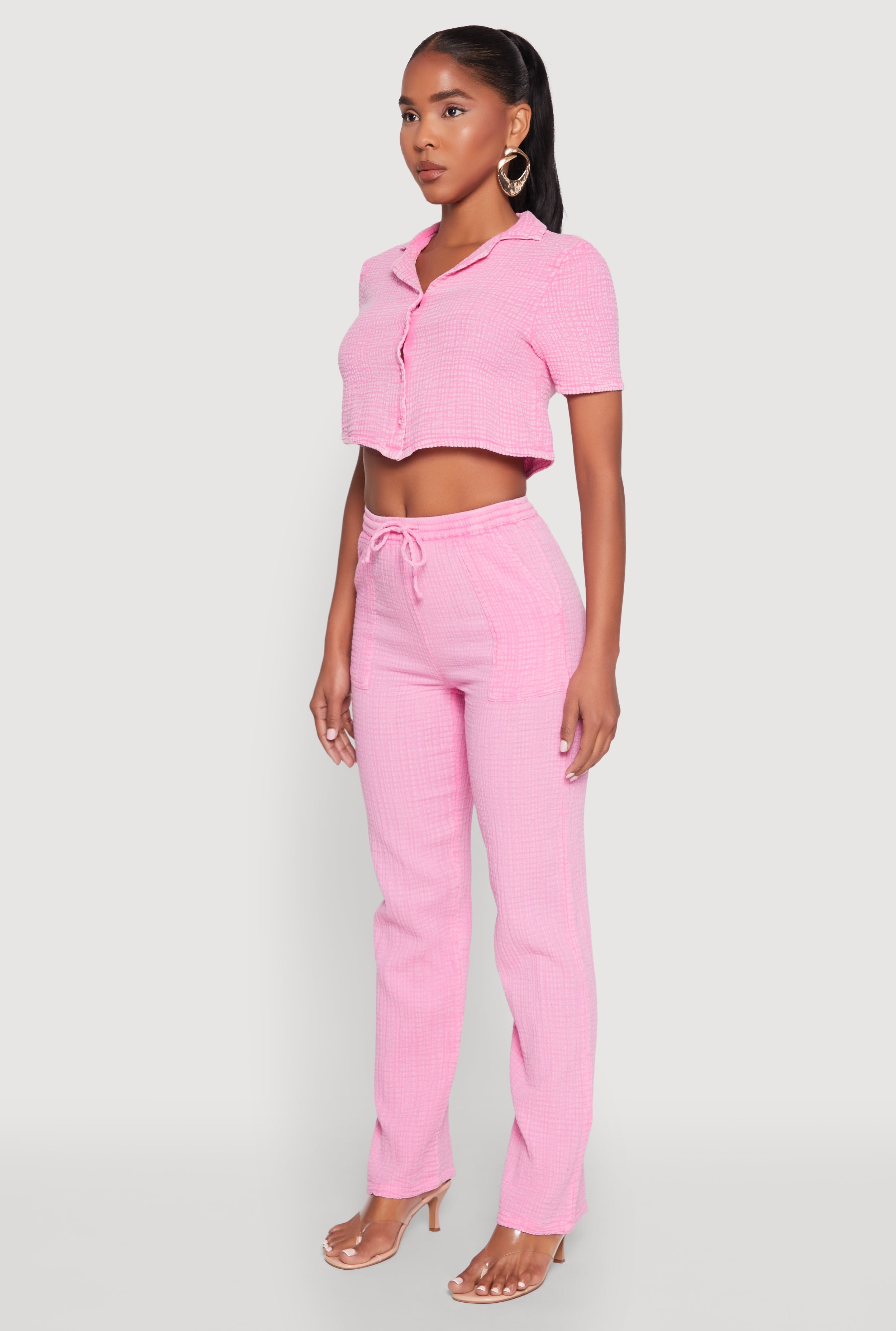 Spoon Jeans Gauze Knit Cropped Shirt