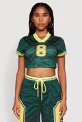 Graphic Zebra Print Cropped Football Jersey