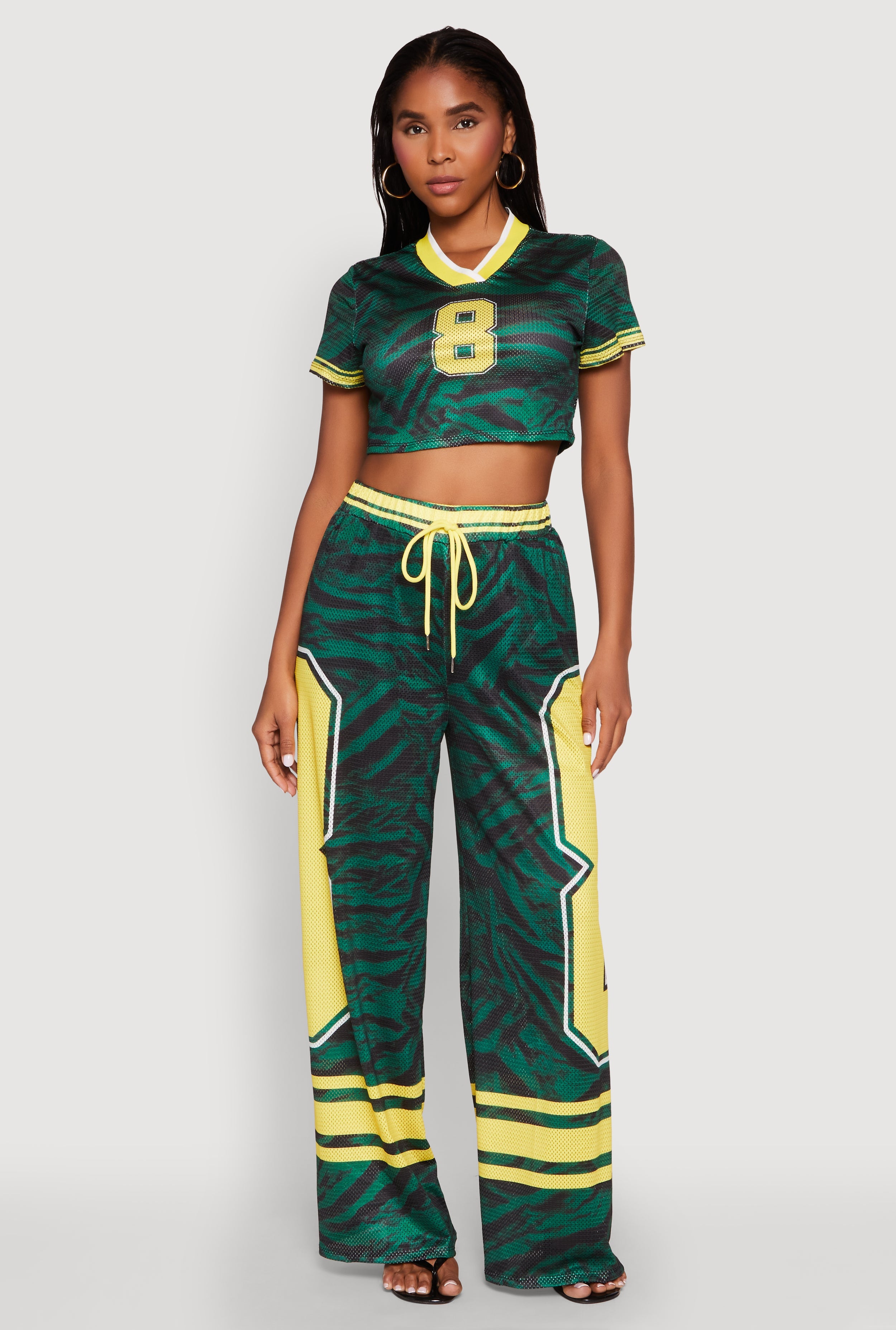 Graphic Zebra Print Cropped Football Jersey