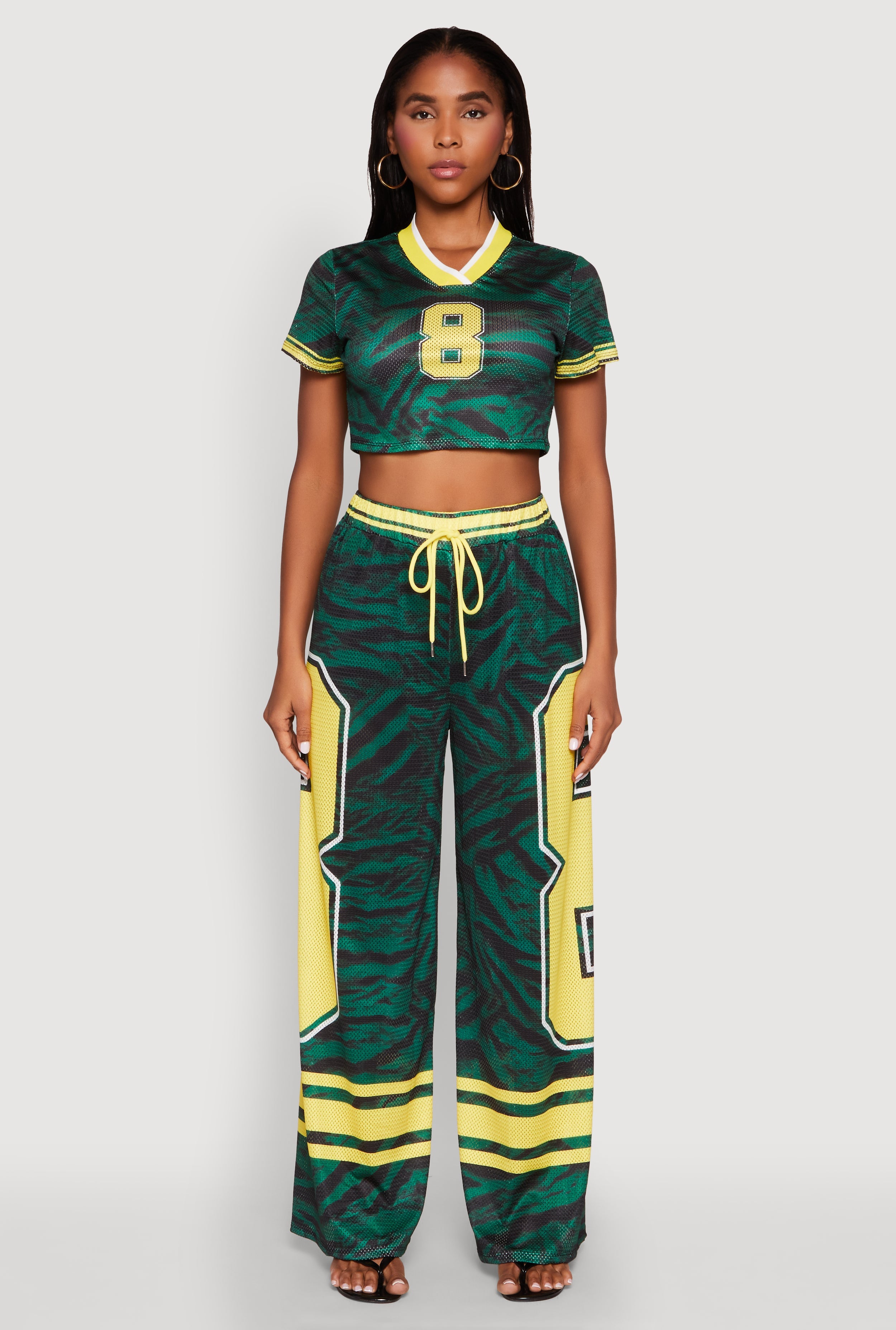 Graphic Zebra Print Cropped Football Jersey
