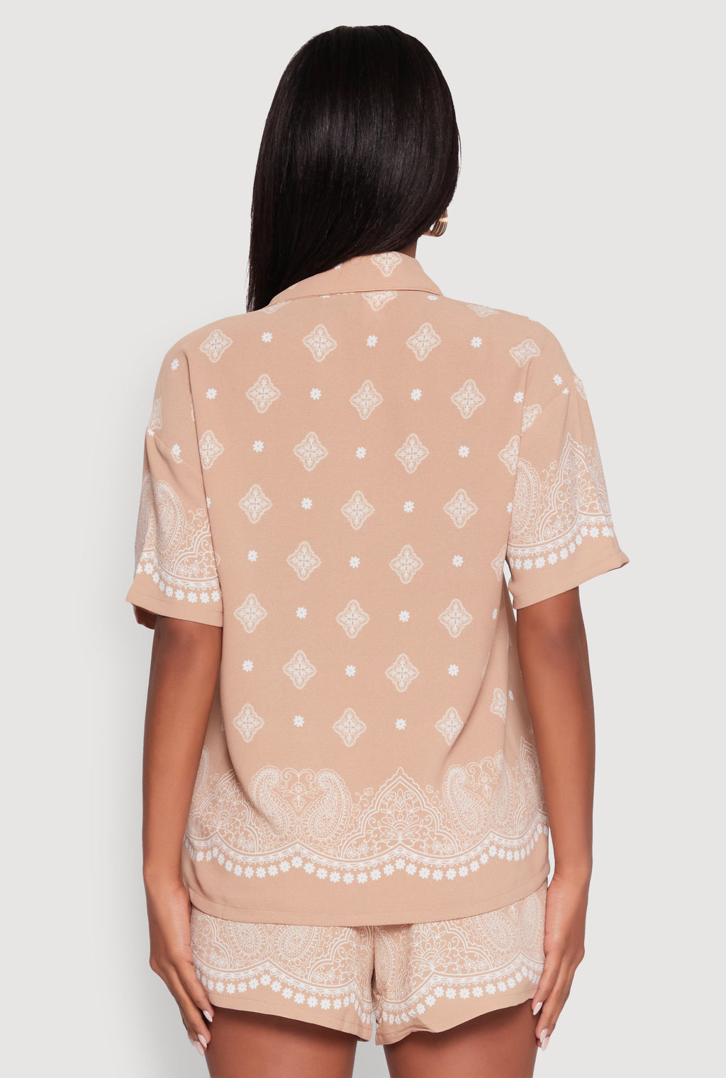 Crepe Knit Bandana Print Shirt