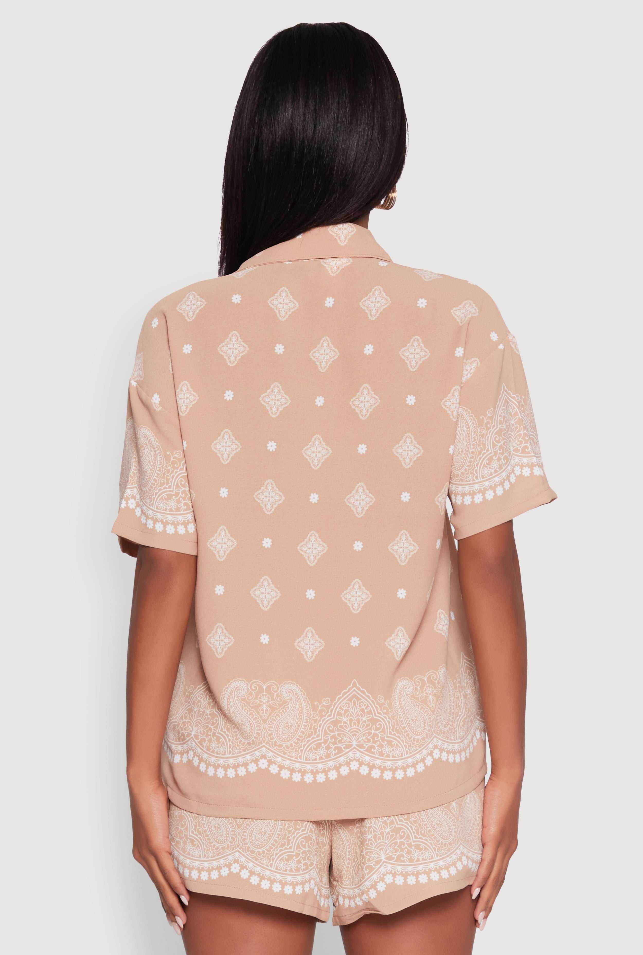 Crepe Knit Bandana Print Shirt