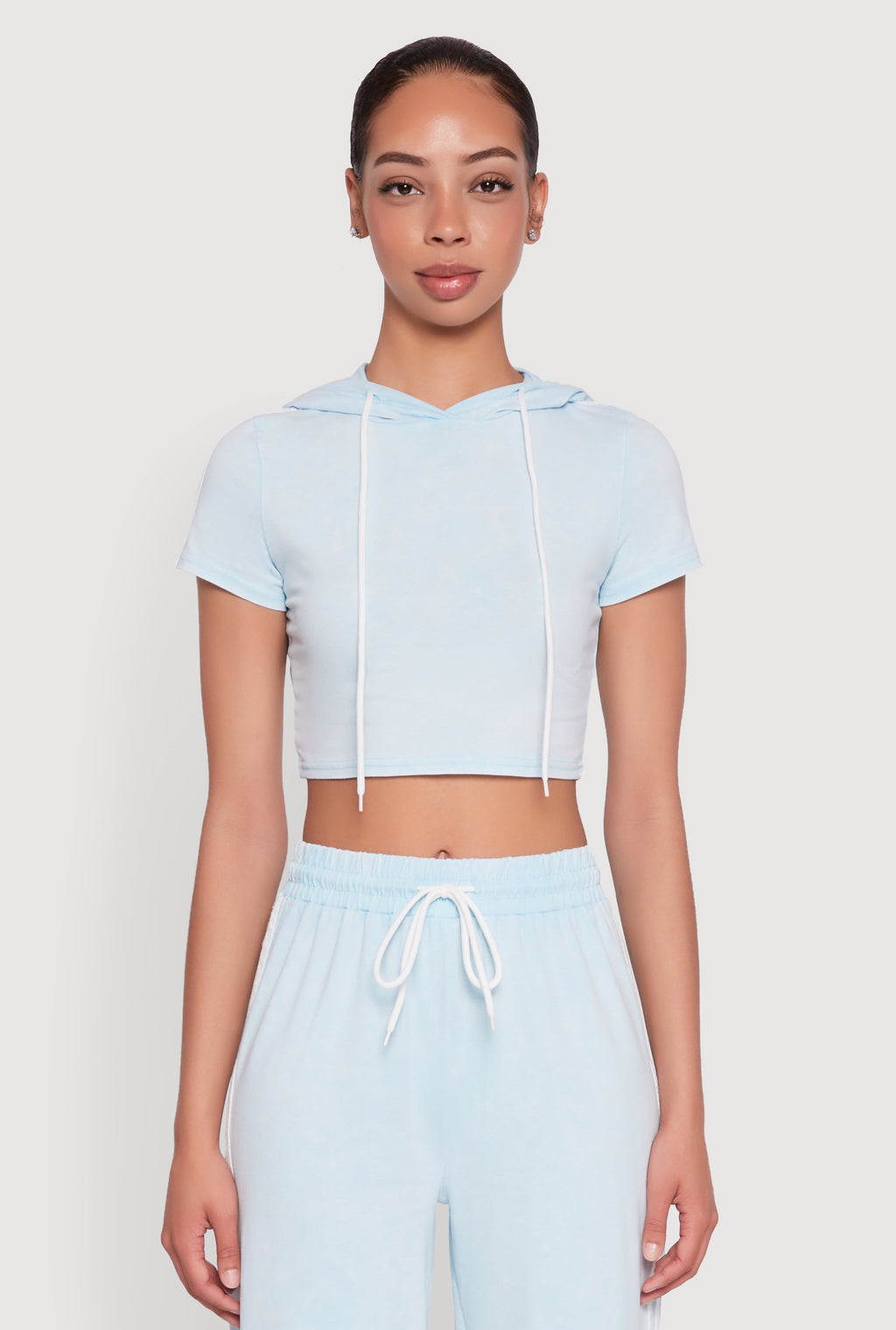 Daisy Mineral Wash Varsity Stripe Hooded Crop Top