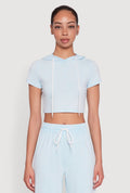 Daisy Mineral Wash Varsity Stripe Hooded Crop Top