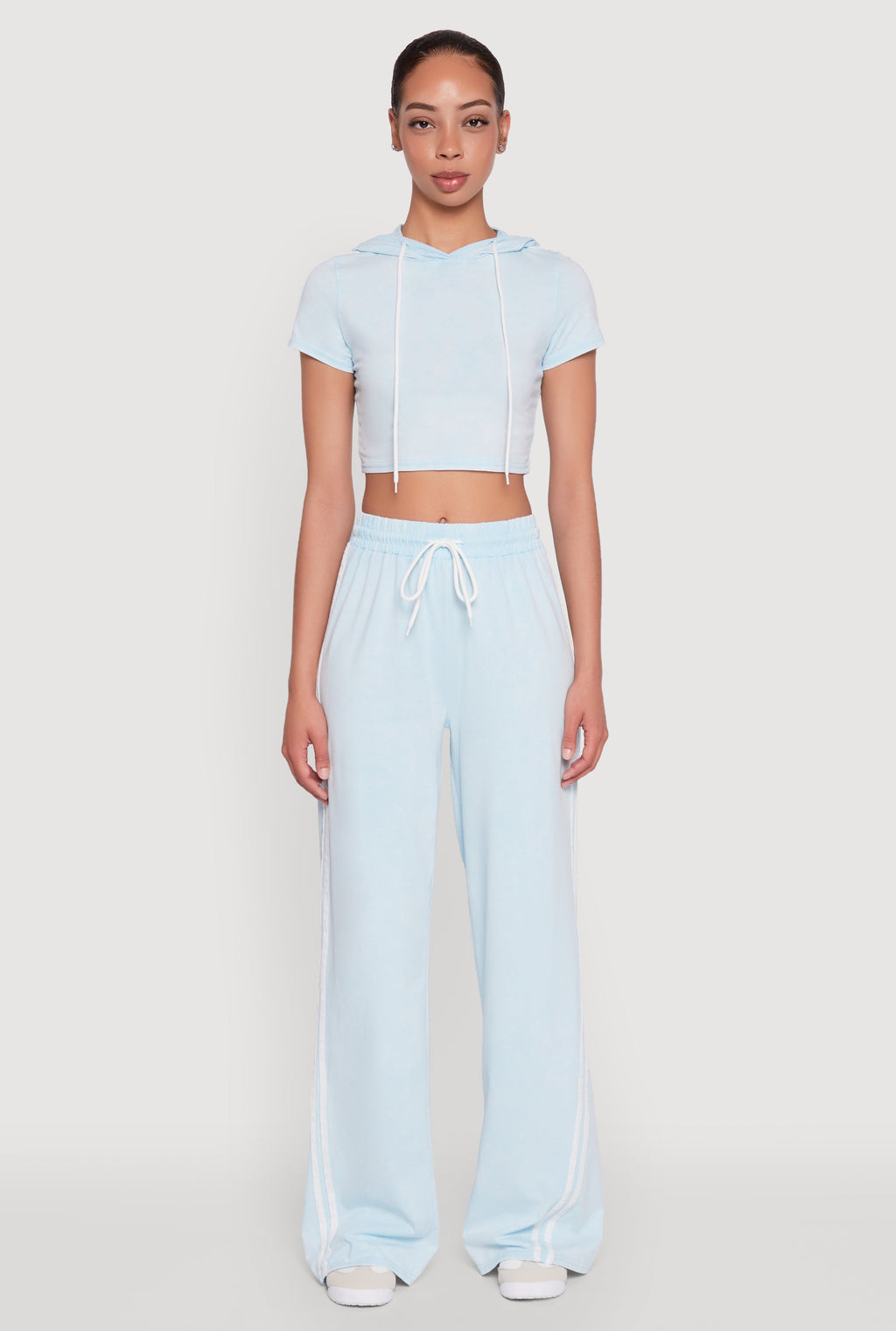 Daisy Mineral Wash Varsity Stripe Hooded Crop Top