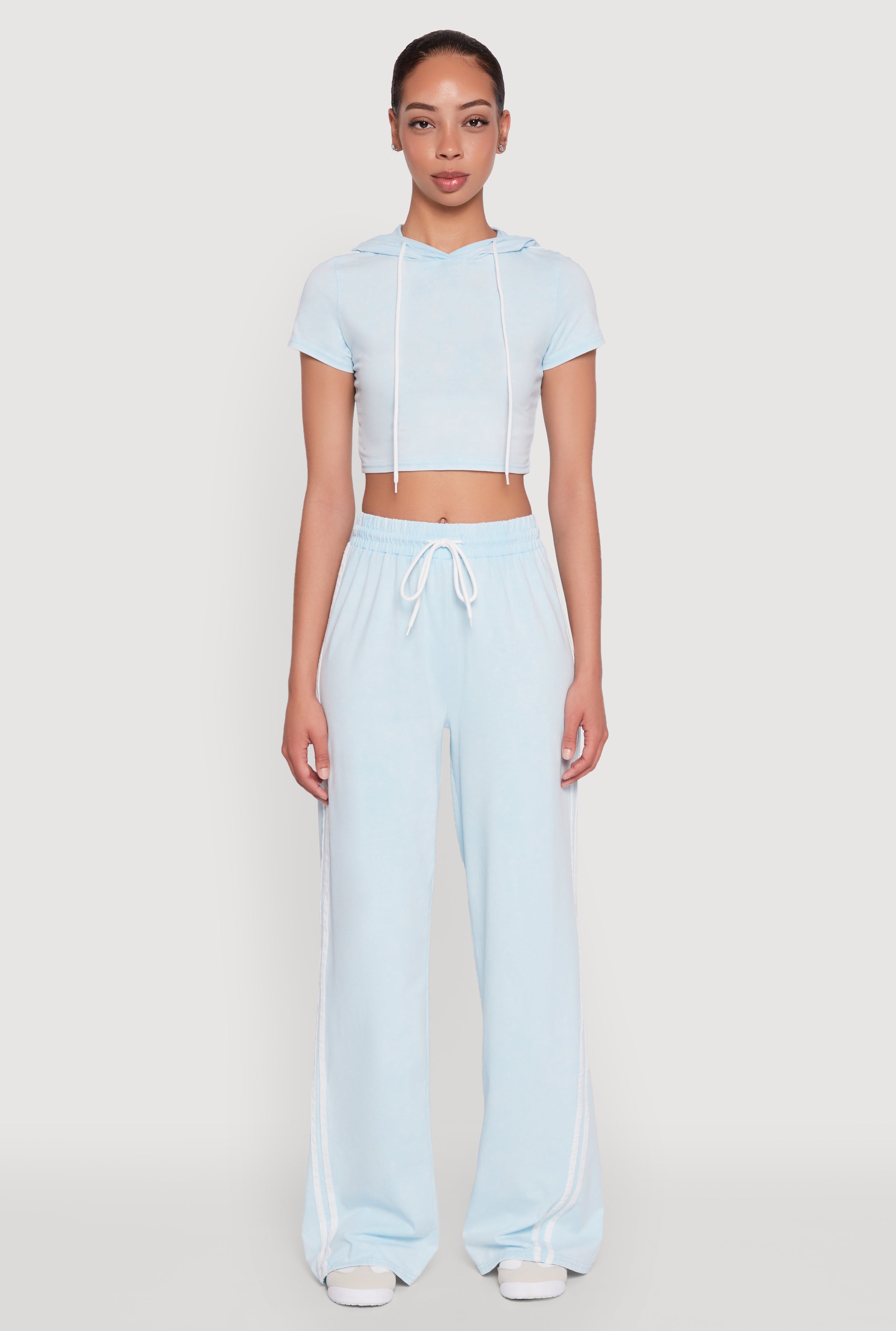 Daisy Mineral Wash Varsity Stripe Hooded Crop Top