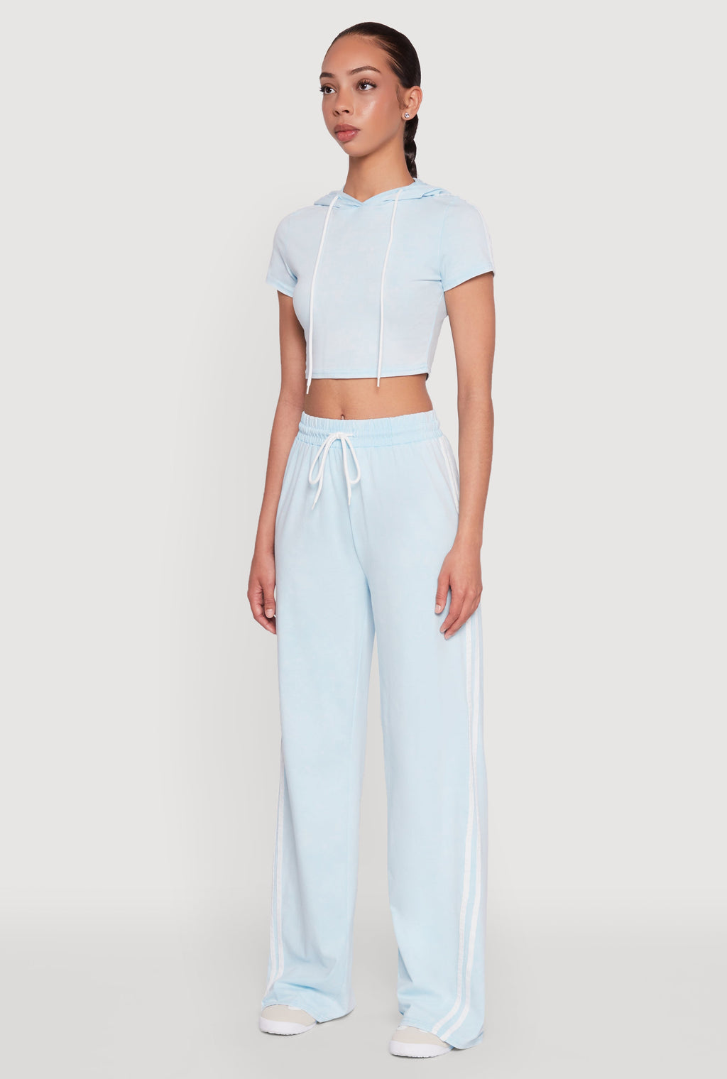 Daisy Mineral Wash Varsity Stripe Hooded Crop Top