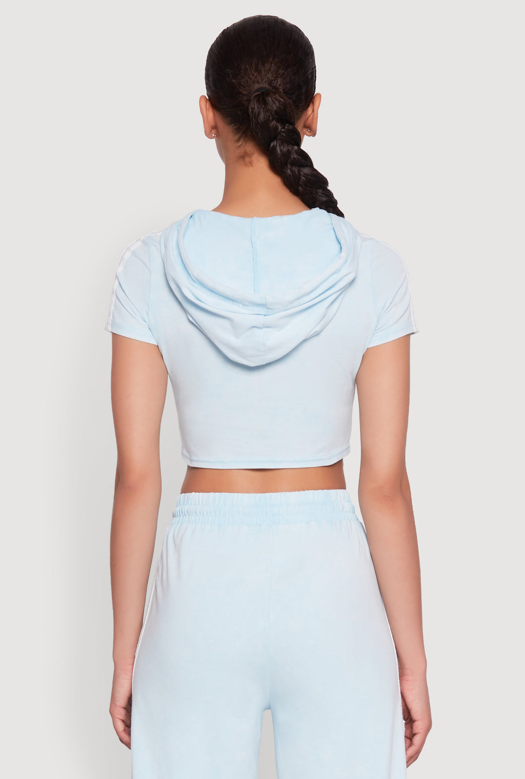 Daisy Mineral Wash Varsity Stripe Hooded Crop Top