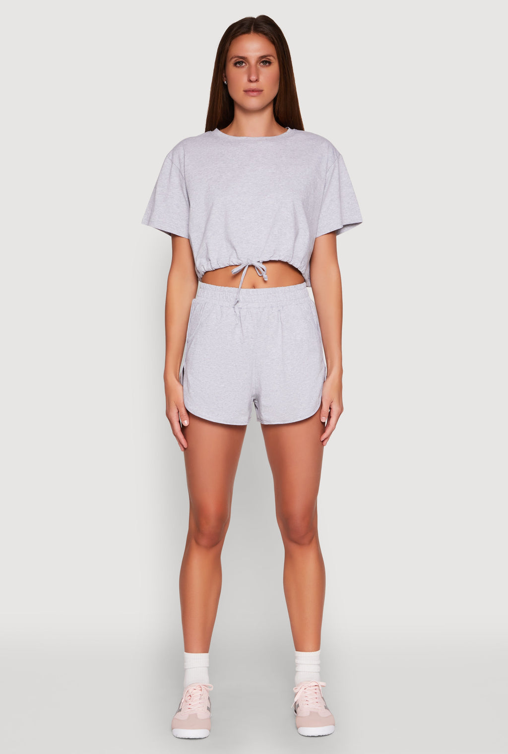 Daisy Short Sleeve Drawstring Hem Crop Top