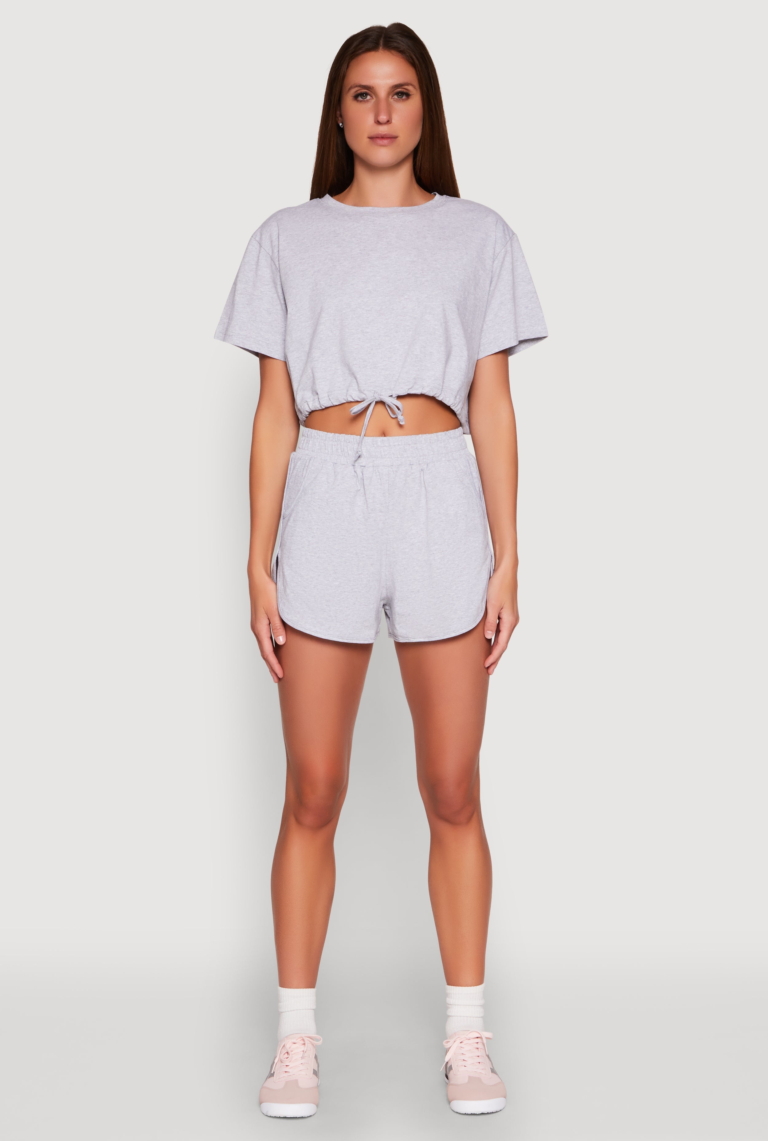 Daisy Short Sleeve Drawstring Hem Crop Top