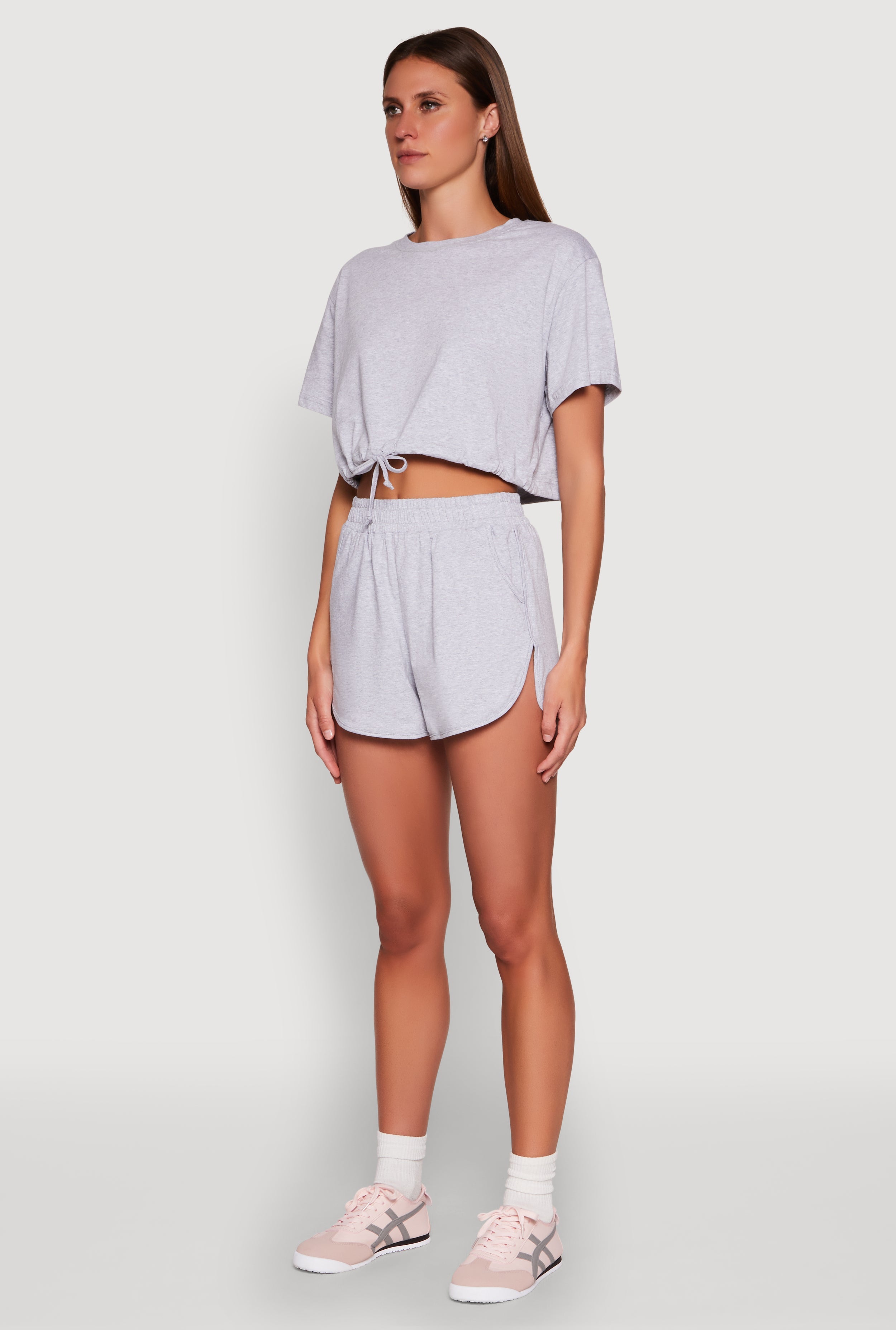 Daisy Short Sleeve Drawstring Hem Crop Top