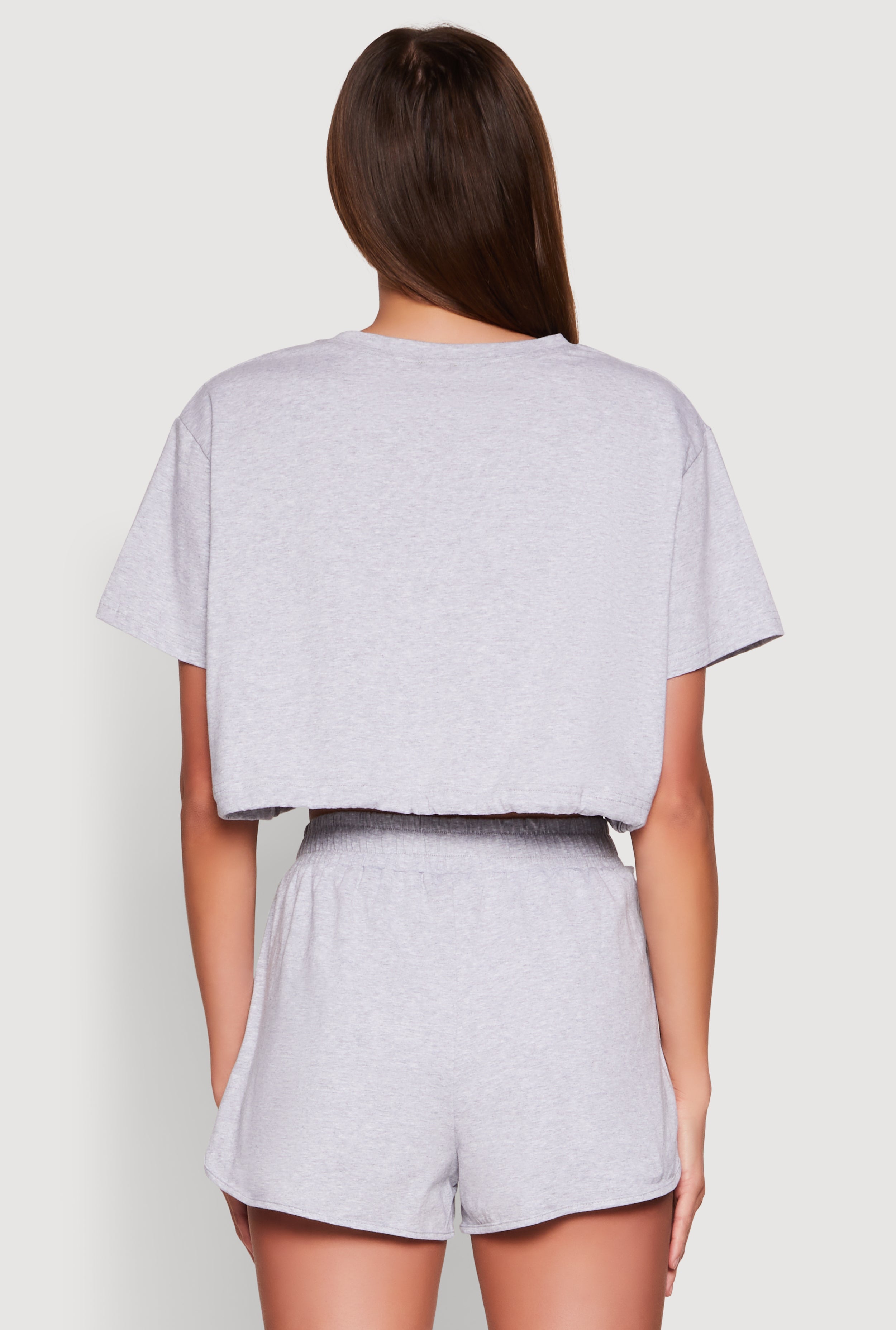 Daisy Short Sleeve Drawstring Hem Crop Top