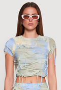 Tie Dye Slashed Crop Top