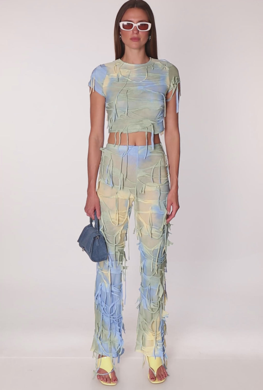 Tie Dye Slashed Crop Top