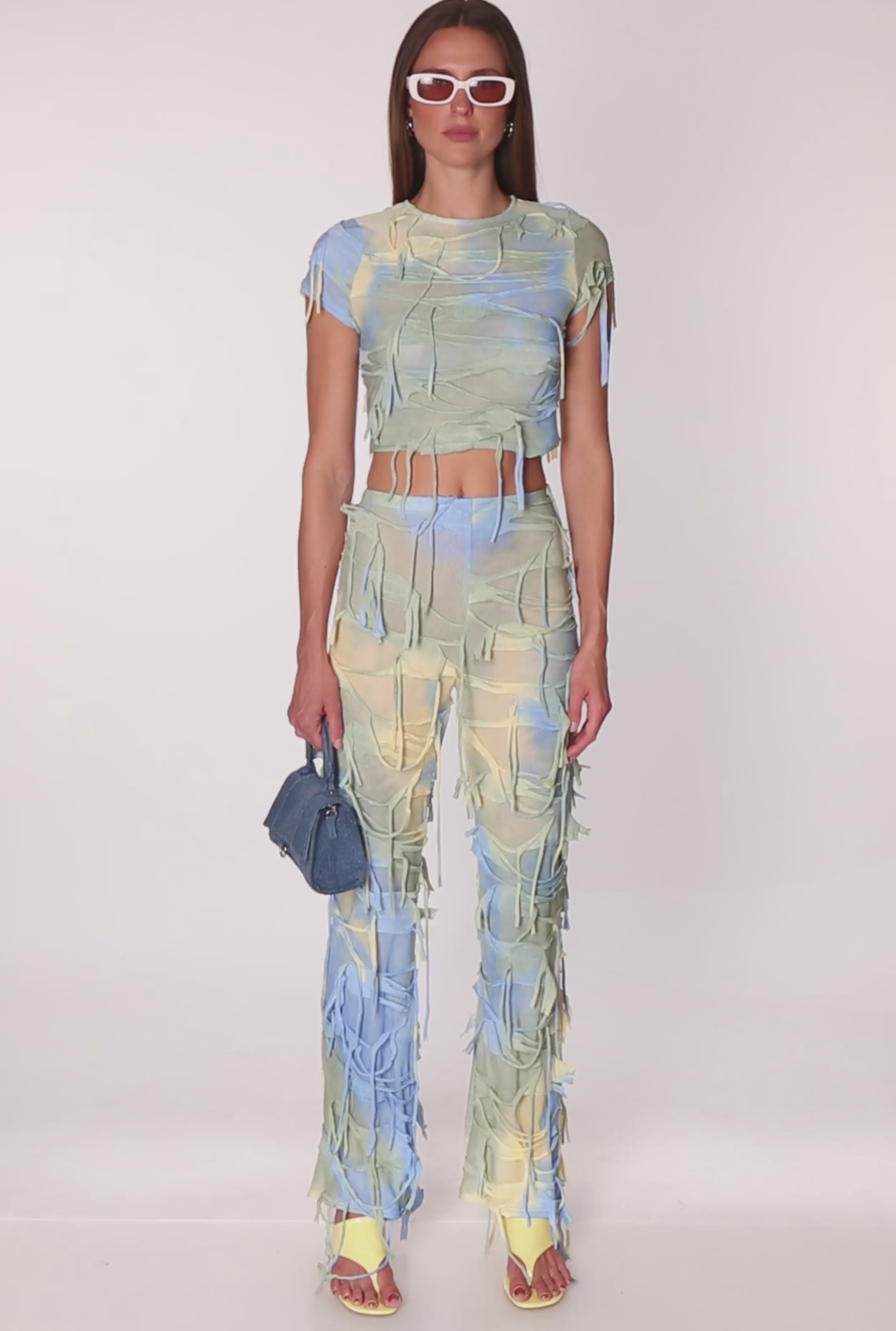 Tie Dye Slashed Crop Top