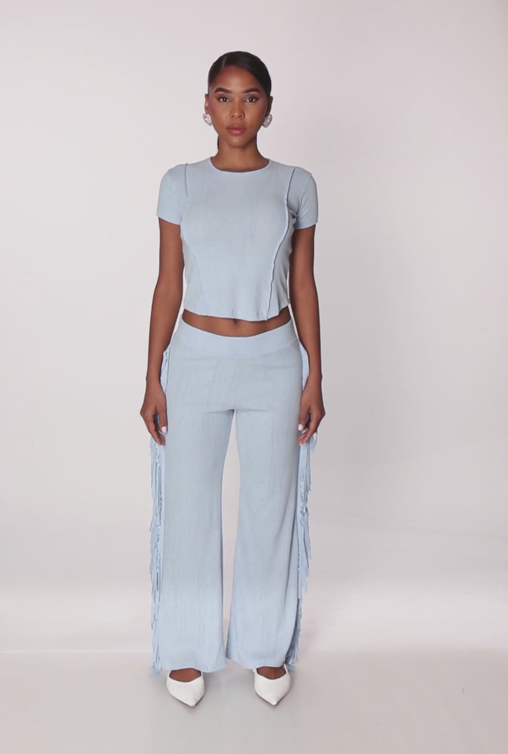 Mineral Wash Pintuck Short Sleeve Top