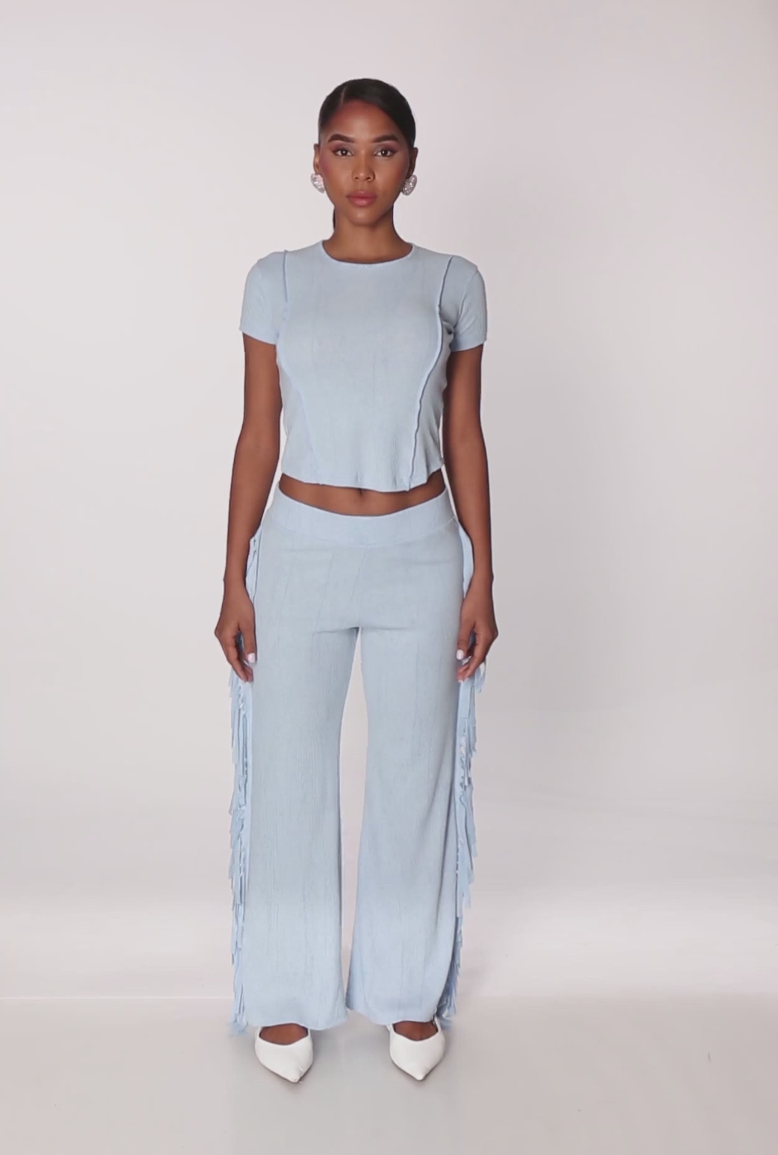 Mineral Wash Pintuck Short Sleeve Top