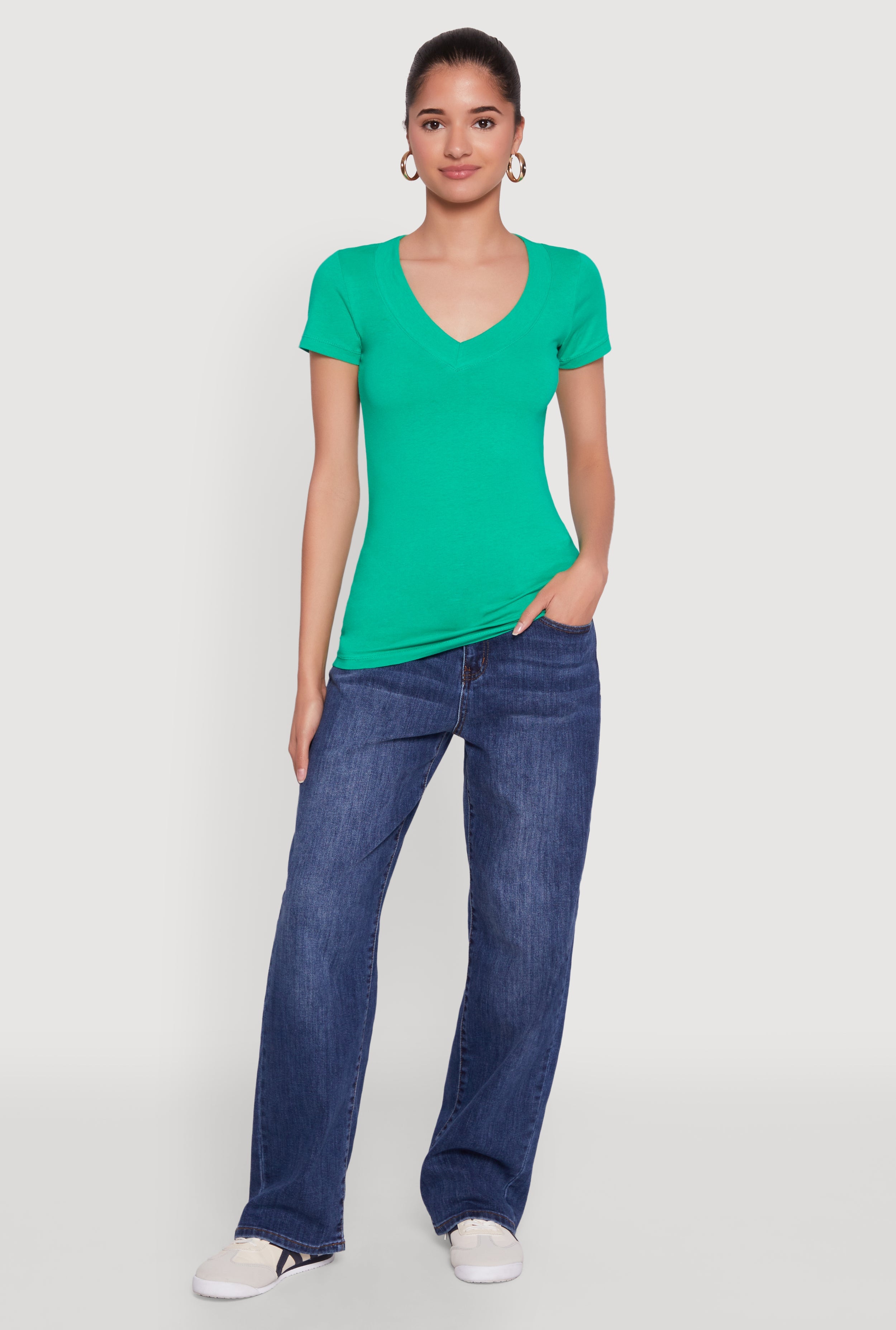 Basic V Neck Short Sleeve Tee
