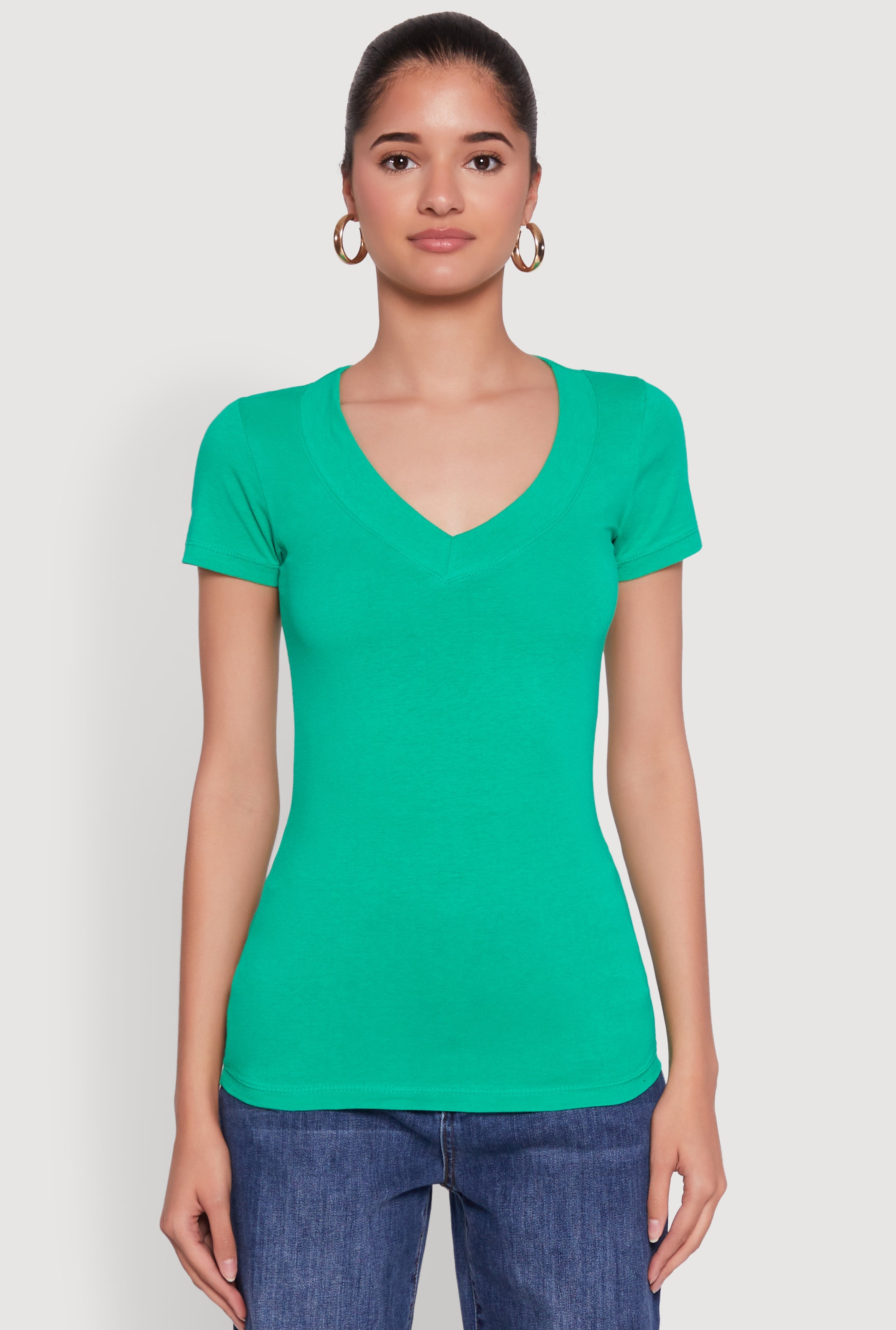 Basic V Neck Short Sleeve Tee