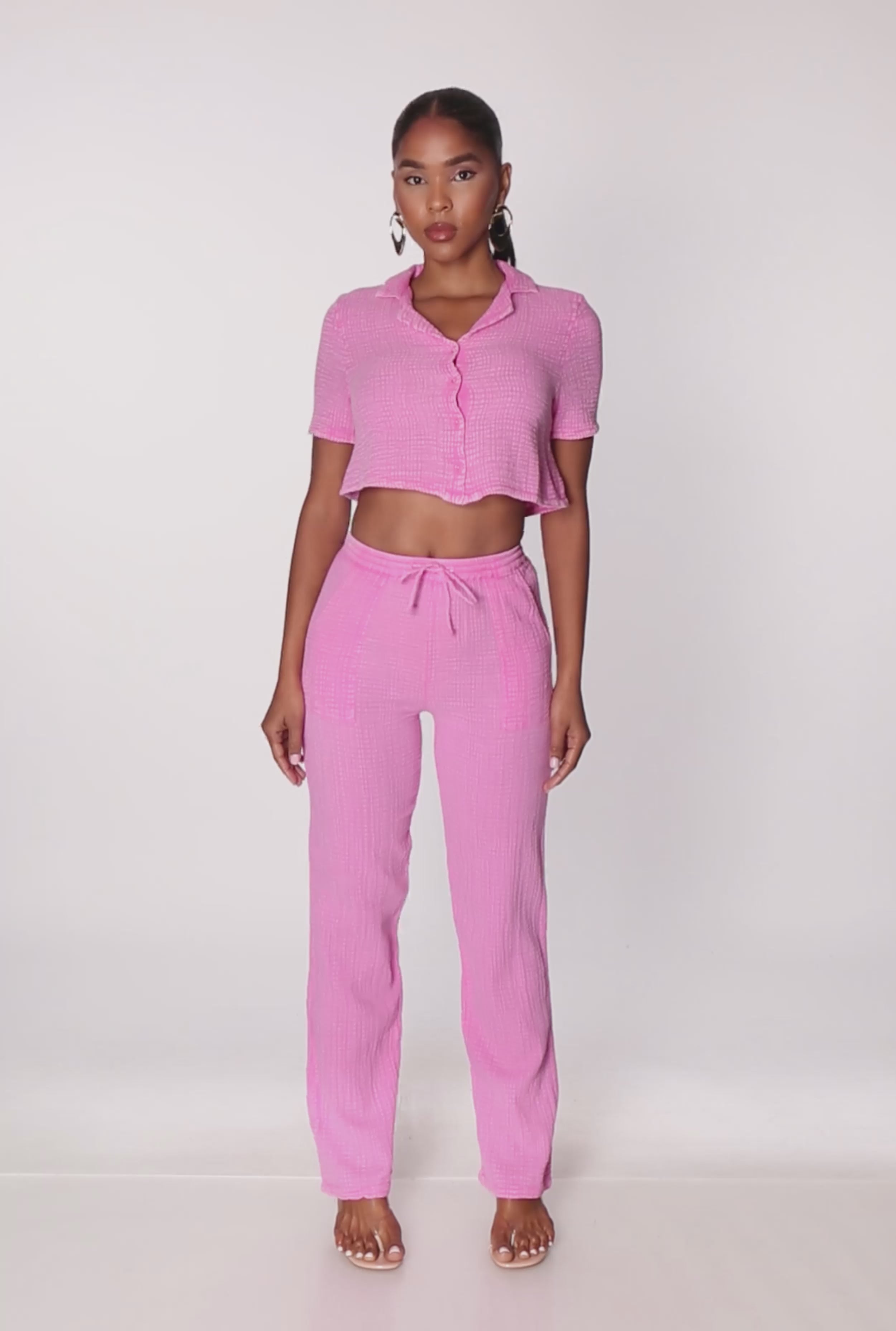 Spoon Jeans Gauze Knit Cropped Shirt